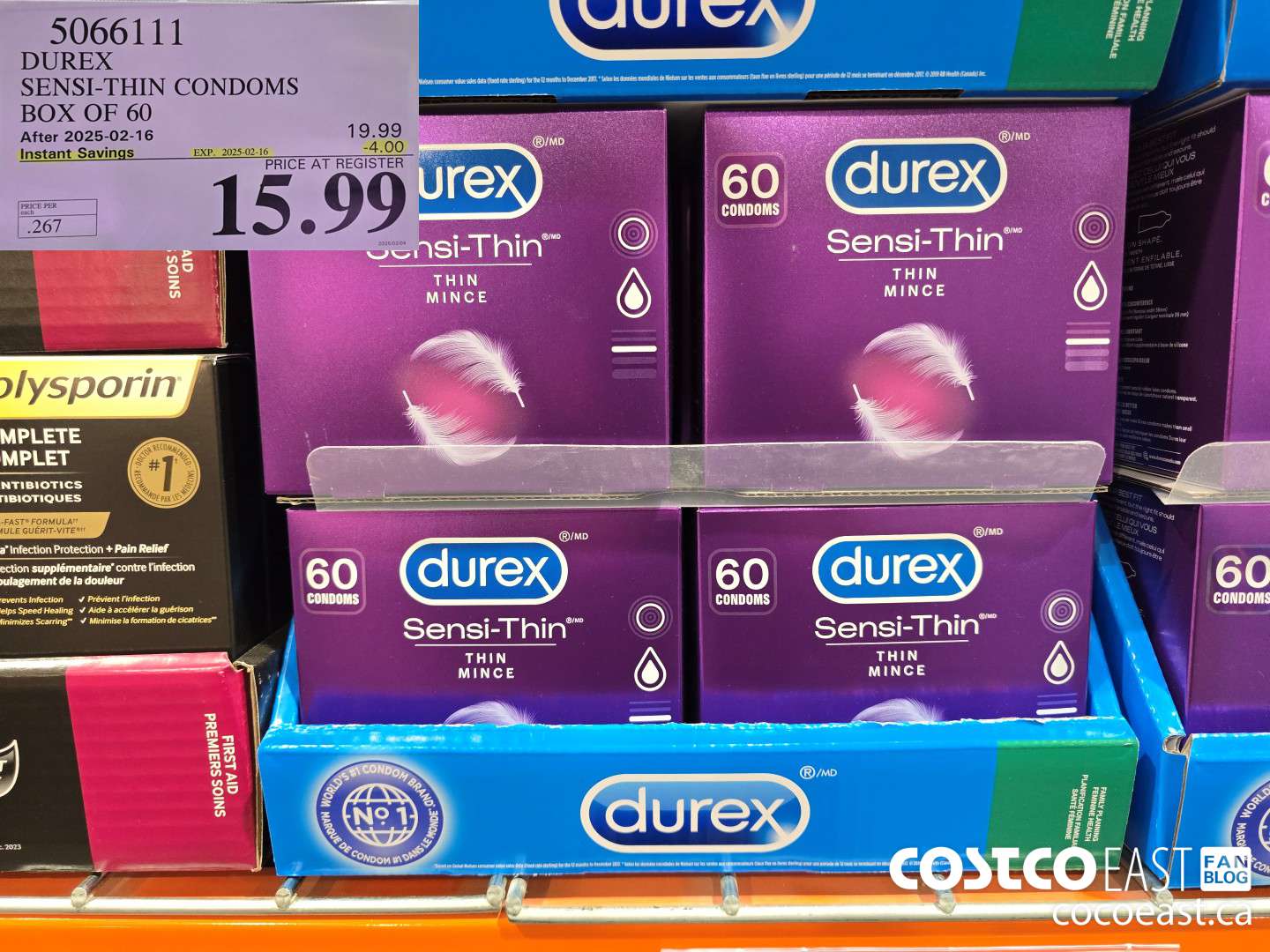 5066111 DUREX SENSI-THIN CONDOMS BOX OF 60 ($4.00 INSTANT SAVINGS EXPIRES ON 2025-02-16) $15.99