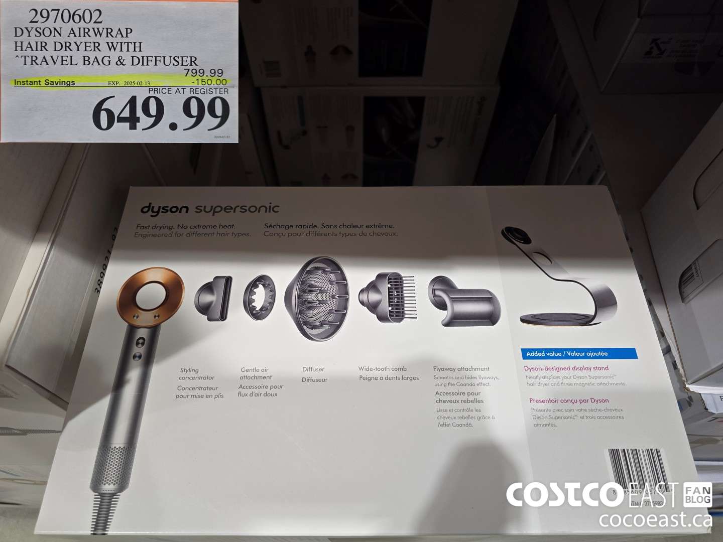 2970602 DYSON AIRWRAP HAIR DRYER WITH TRAVEL BAG & DIFFUSER ($150.00 INSTANT SAVINGS EXPIRES ON 2025-02-13) $649.99