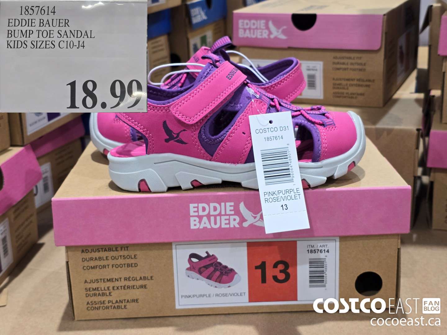 1857614 EDDIE BAUER BUMP TOE SANDAL KIDS SIZES C10-J4 $18.99