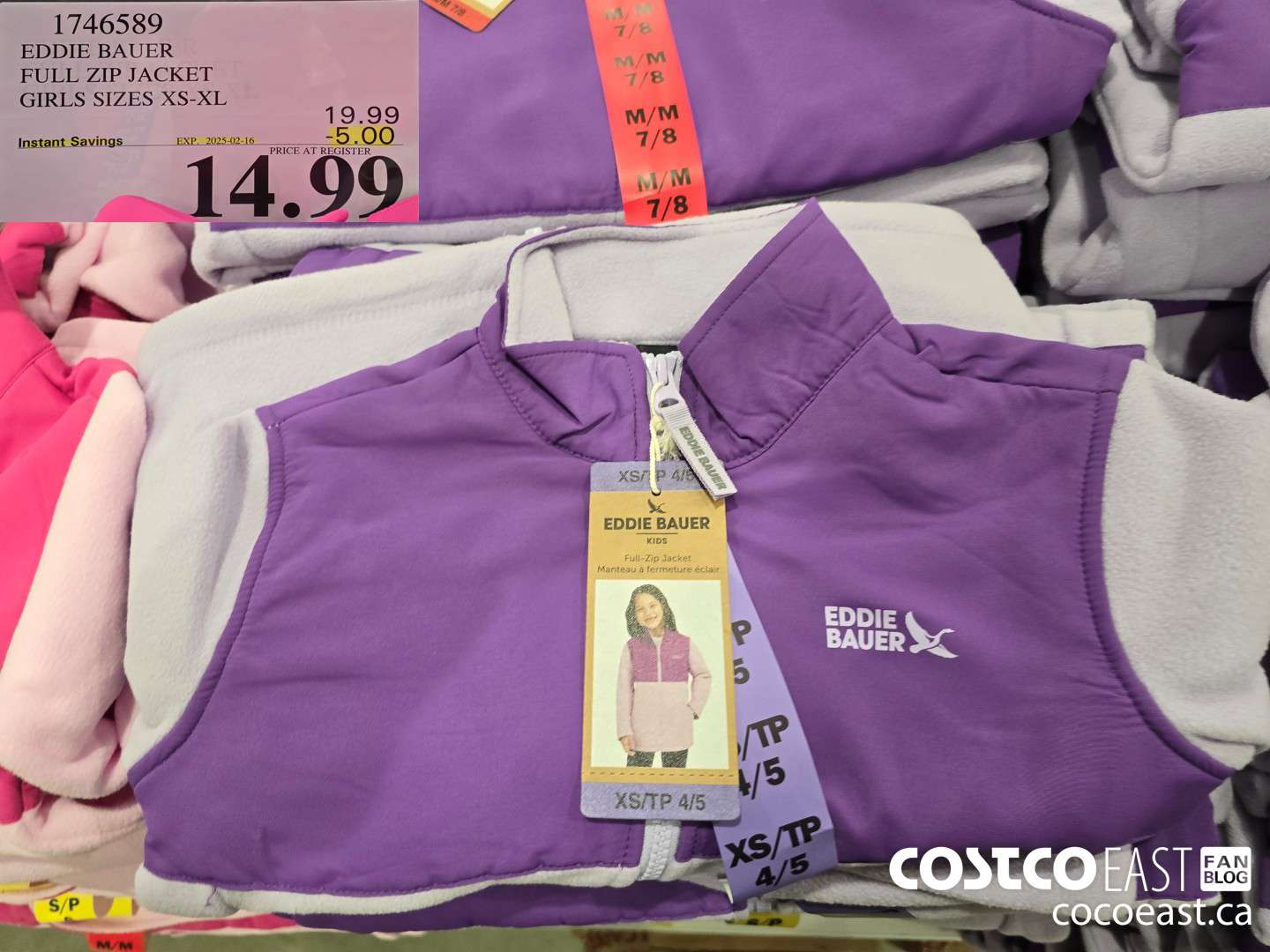 1746589 EDDIE BAUER FULL ZIP JACKET GIRLS SIZES XS-XL ($5.00 INSTANT SAVINGS EXPIRES ON 2025-02-16) $14.99