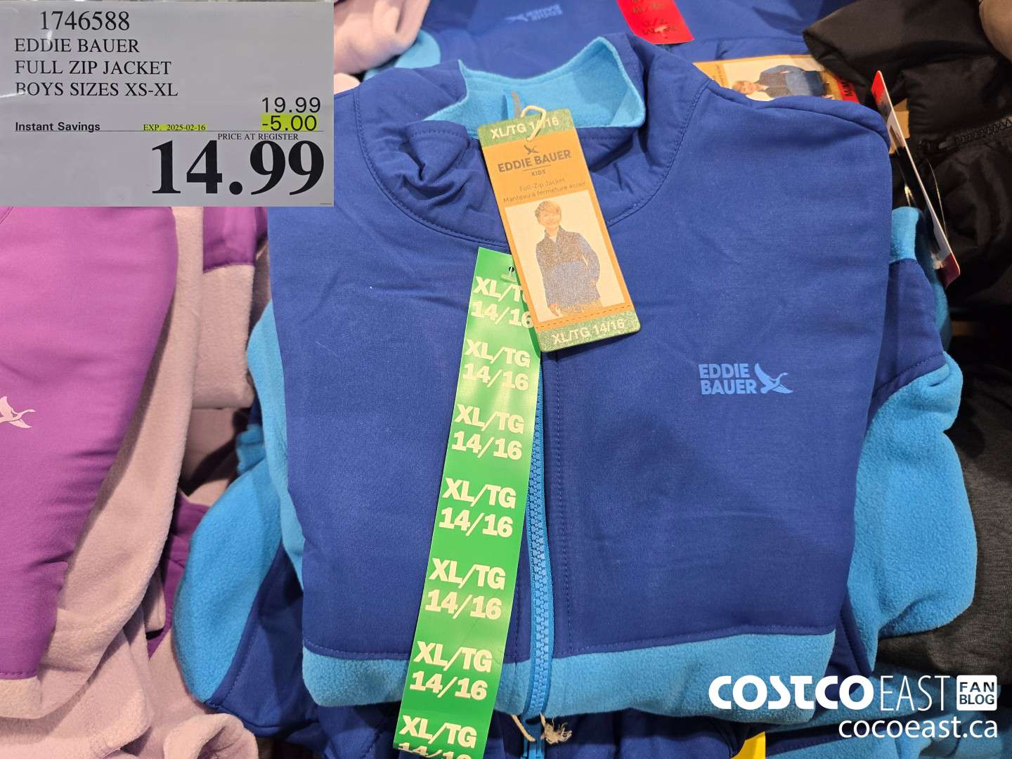 1746588 EDDIE BAUER FULL ZIP JACKET KIDS SIZES XS-XL ($5.00 INSTANT SAVINGS EXPIRES ON 2025-02-16) $14.99