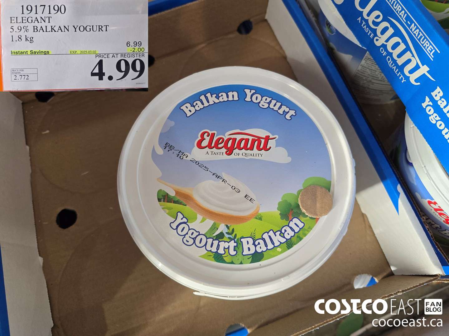1917190 ELEGANT 5.9% BALKAN YOGURT 1.8k ($2.00 INSTANT SAVINGS EXPIRES ON 2025-03-02) $4.99