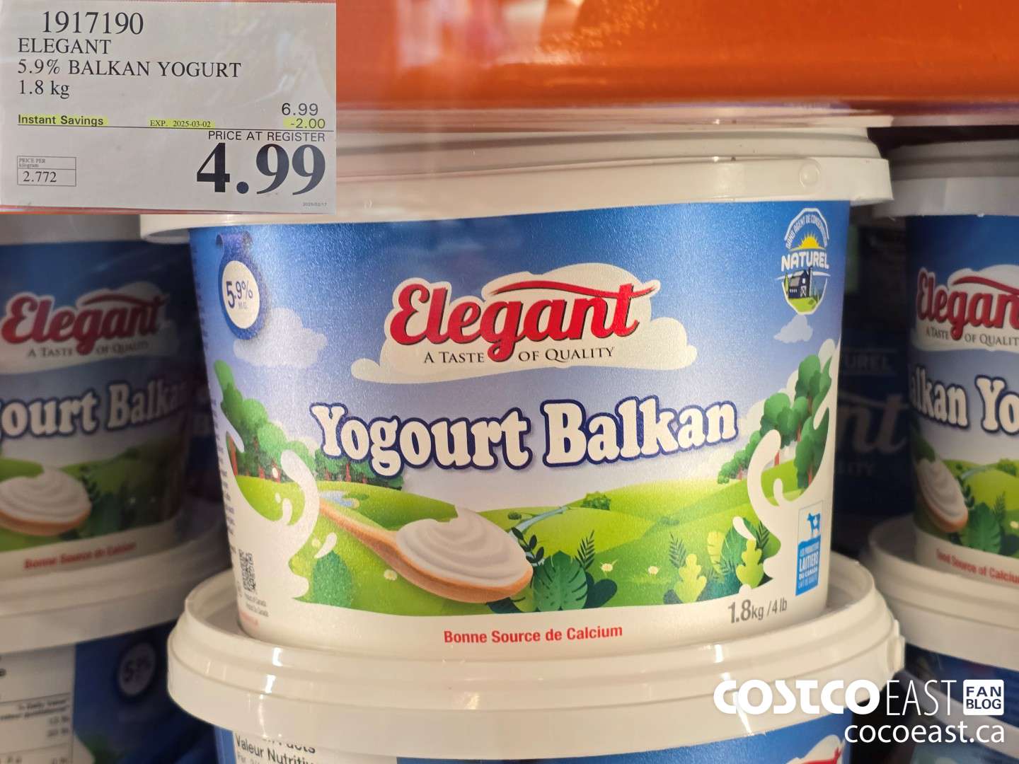 1917190 ELEGANT 5.9% BALKAN YOGURT 1.8k ($2.00 INSTANT SAVINGS EXPIRES ON 2025-03-02) $4.99
