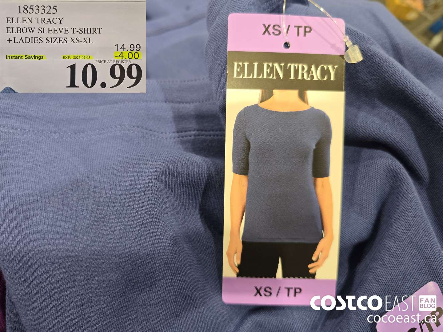 1853325 ELLEN TRACY ELBOW SLEEVE T-SHIRT + LADIES SIZES XS-XL ($4.00 INSTANT SAVINGS EXPIRES ON 2025-02-05) $10.99