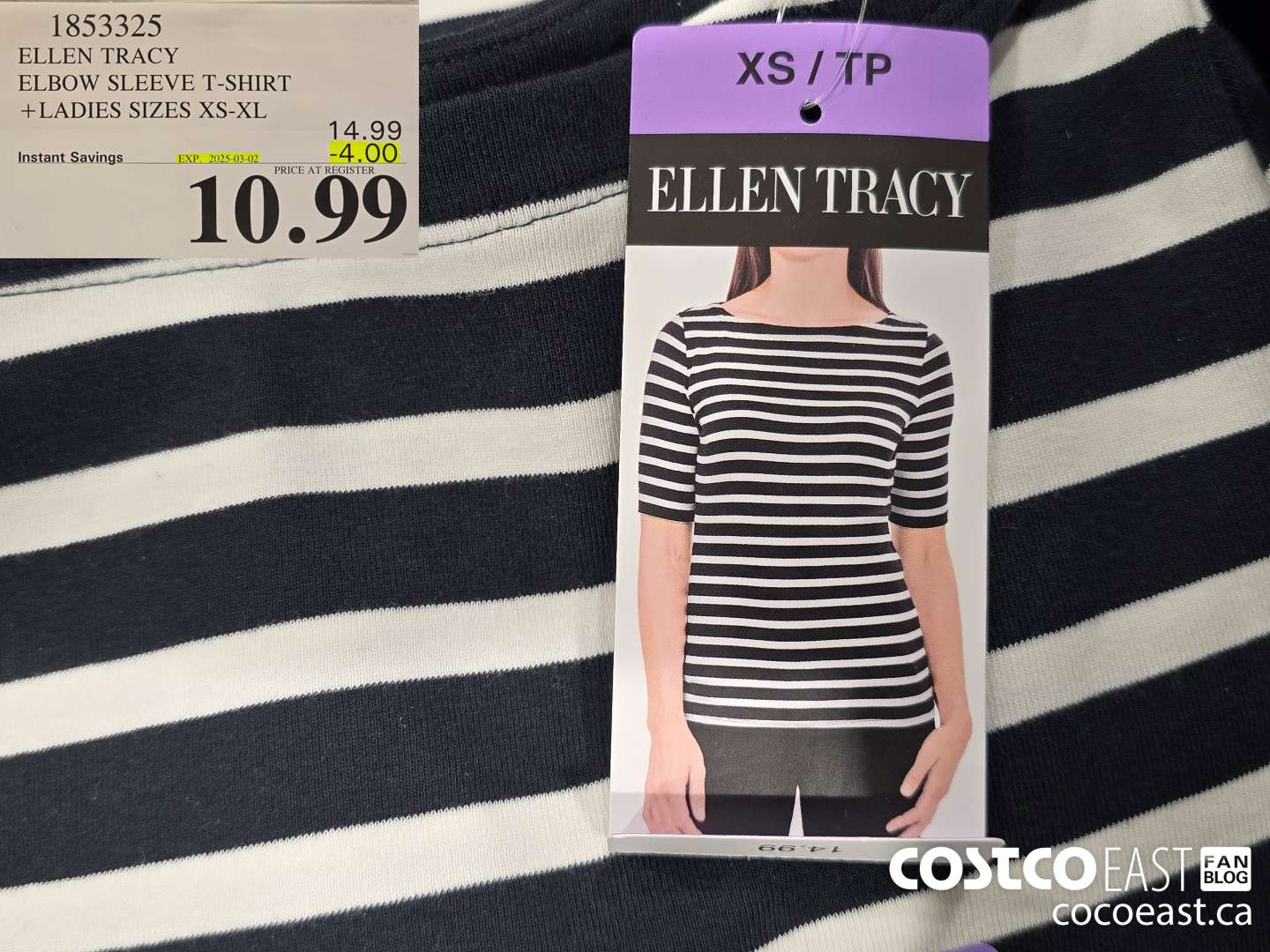 1853325 ELLEN TRACY ELBOW SLEEVE T-SHIRT + LADIES SIZES XS-XL ($4.00 INSTANT SAVINGS EXPIRES ON 2025-03-02) $10.99