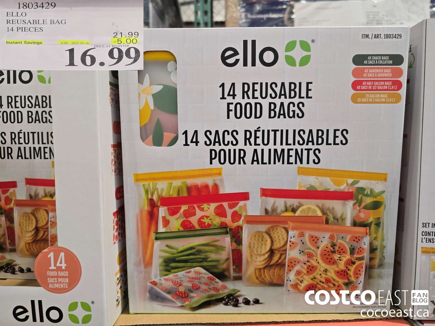1803429 ELLO REUSABLE BAG 14 PIECES ($5.00 INSTANT SAVINGS EXPIRES ON 2025-02-16) $16.99
