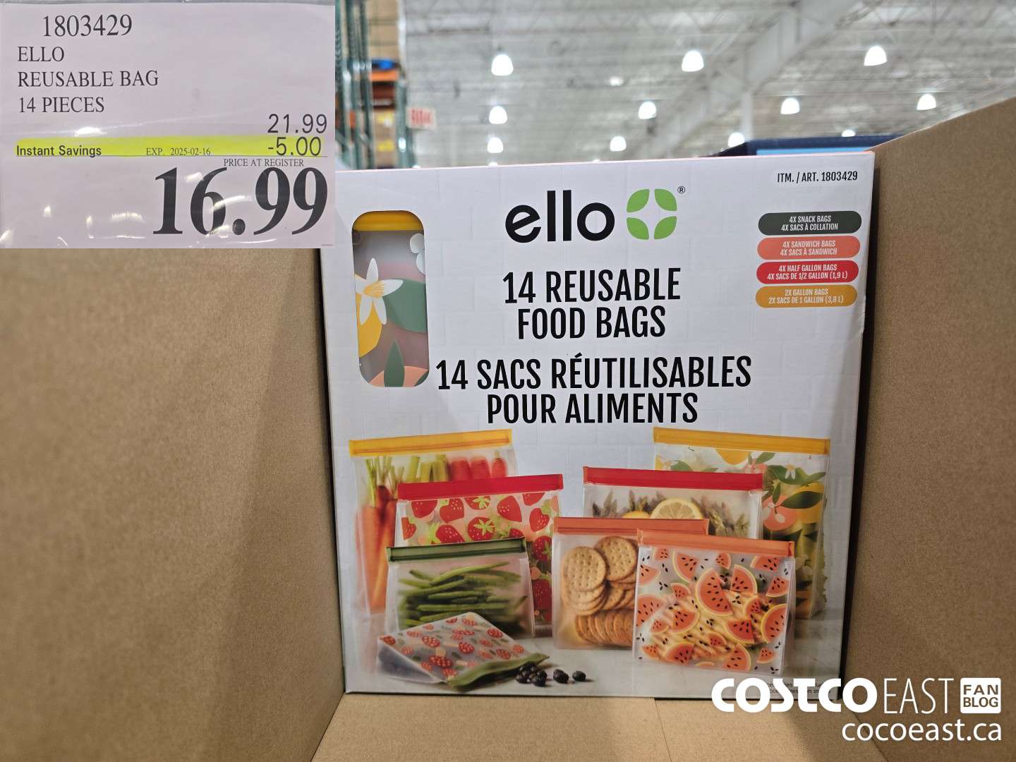 1803429 ELLO REUSABLE BAG 14 PIECES ($5.00 INSTANT SAVINGS EXPIRES ON 2025-02-16) $16.99