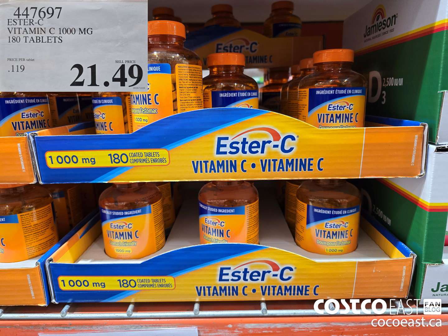 447697 ESTER-C VITAMIN C 1000 MG 180 TABLETS $21.49