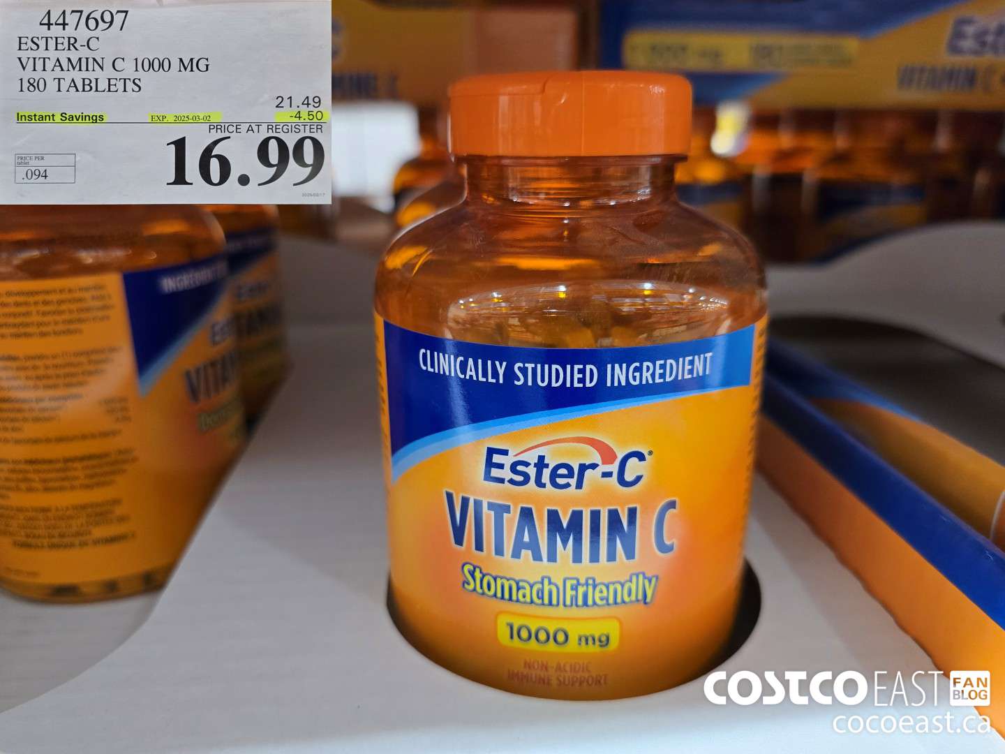 447697 ESTER-C VITAMIN C 1000 MG 180 TABLETS ($4.50 INSTANT SAVINGS EXPIRES ON 2025-03-02) $16.99