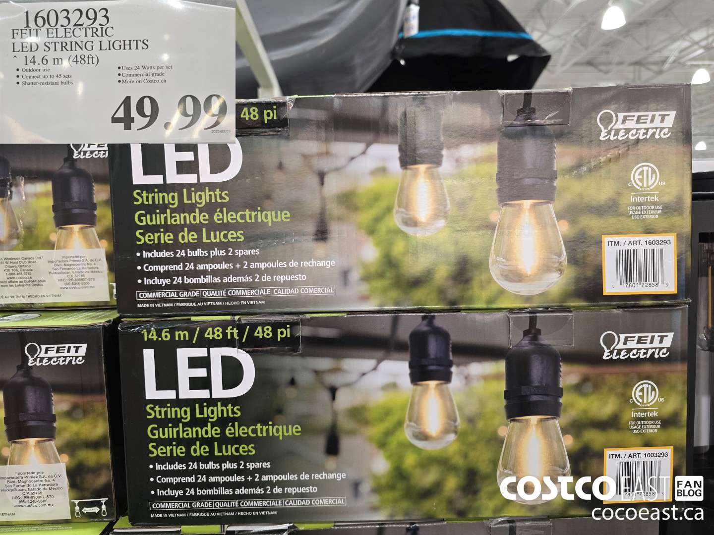 1603293 FEIT ELECTRIC LED STRING LIGHTS “14.6 m (48ft) $49.99