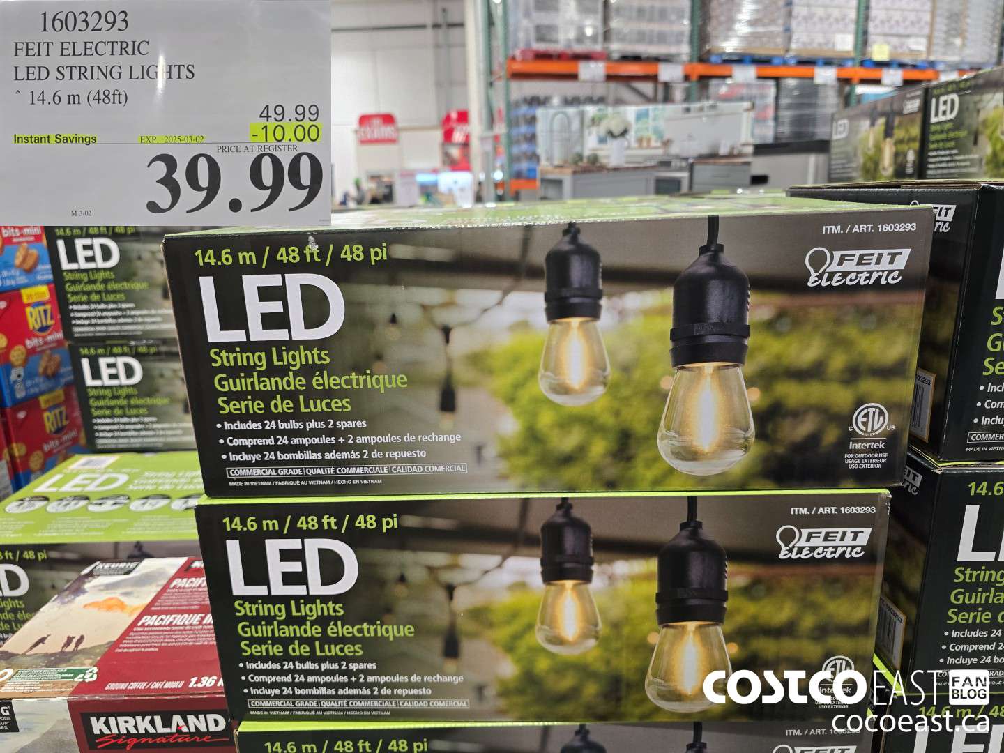 1603293 FEIT ELECTRIC LED STRING LIGHTS 14.6 m (48ft) ($10.00 INSTANT SAVINGS EXPIRES ON 2025-03-02) $39.99