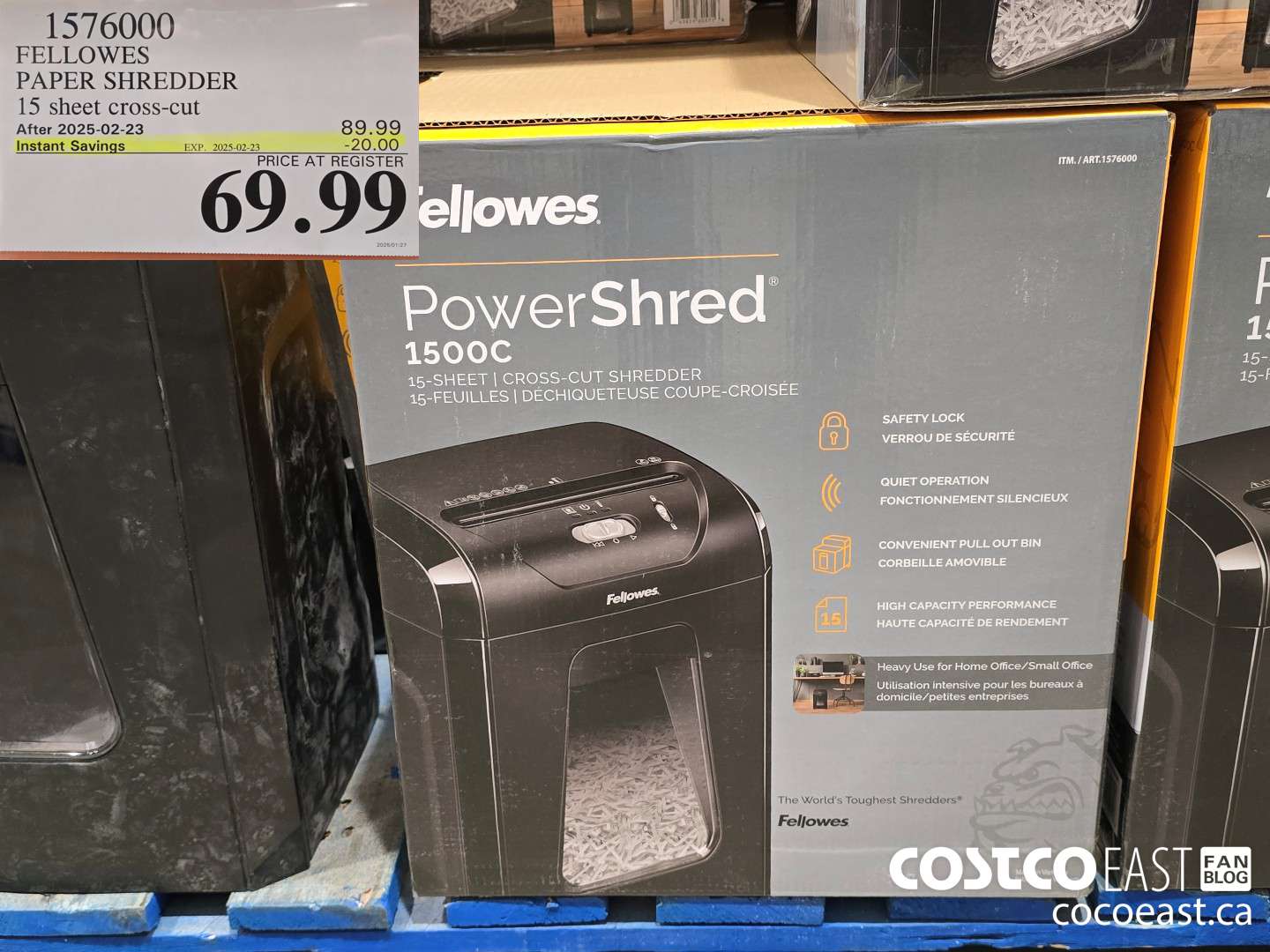 1376000 FELLOWES PAPER SHREDDER 15 sheet cross-cut ($20.00 INSTANT SAVINGS EXPIRES ON 2025-02-23) $69.99