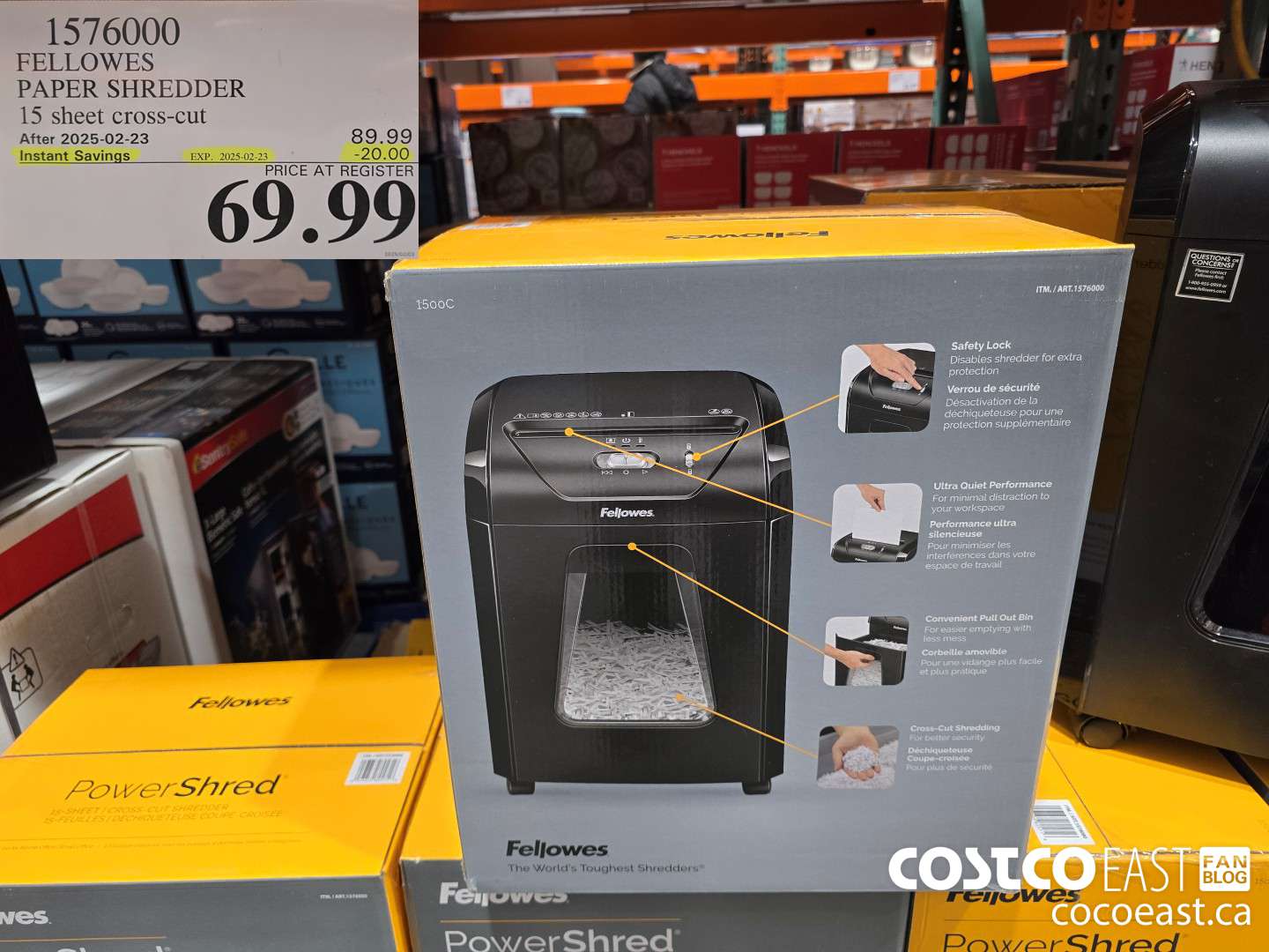 1576000 FELLOWES PAPER SHREDDER 15 sheet cross-cut ($20.00 INSTANT SAVINGS EXPIRES ON 2025-02-23) $69.99