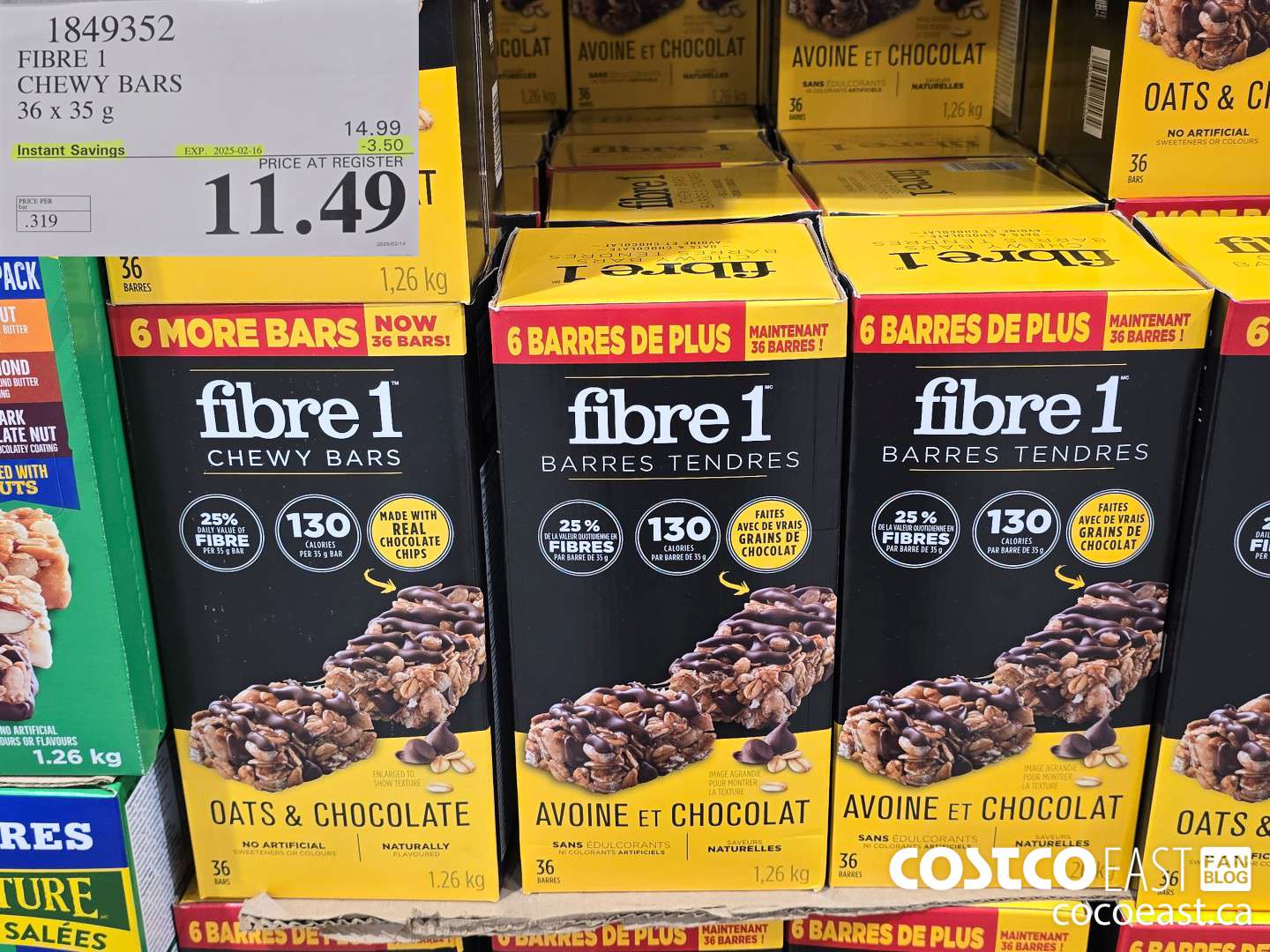 1849352 FIBRE 1 CHEWY BARS 36 x 35 g ($3.50 INSTANT SAVINGS EXPIRES ON 2025-02-16) $11.49