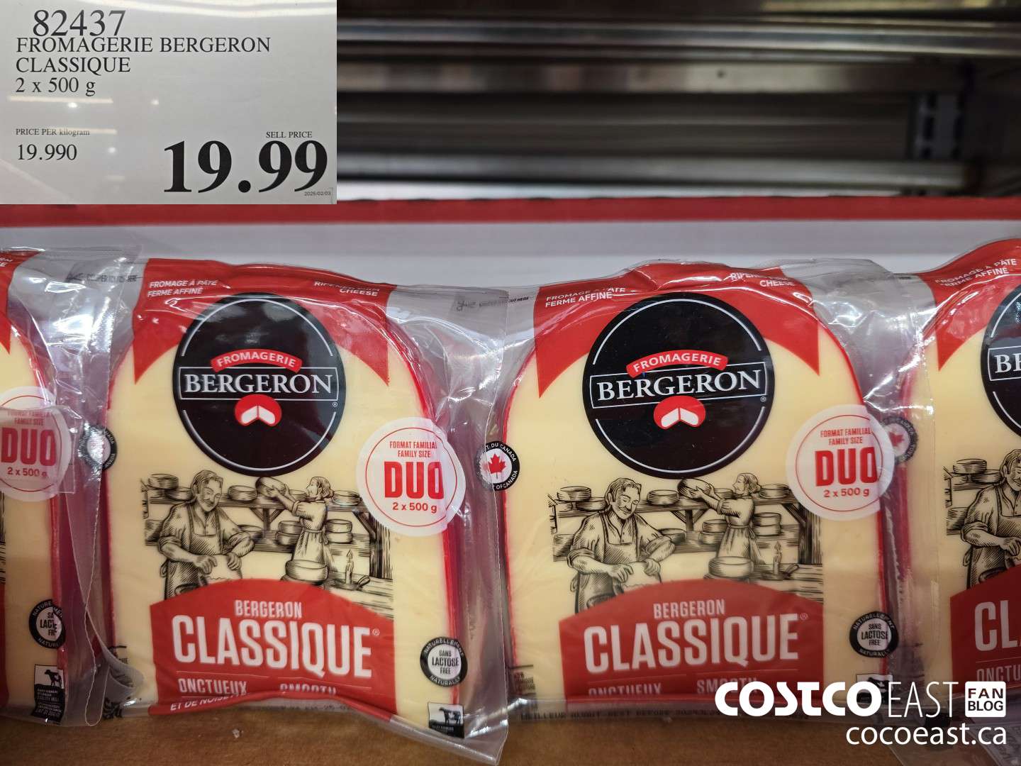 82437 FROMAGERIE BERGERON CLASSIQUE 2 x 500 g $19.99