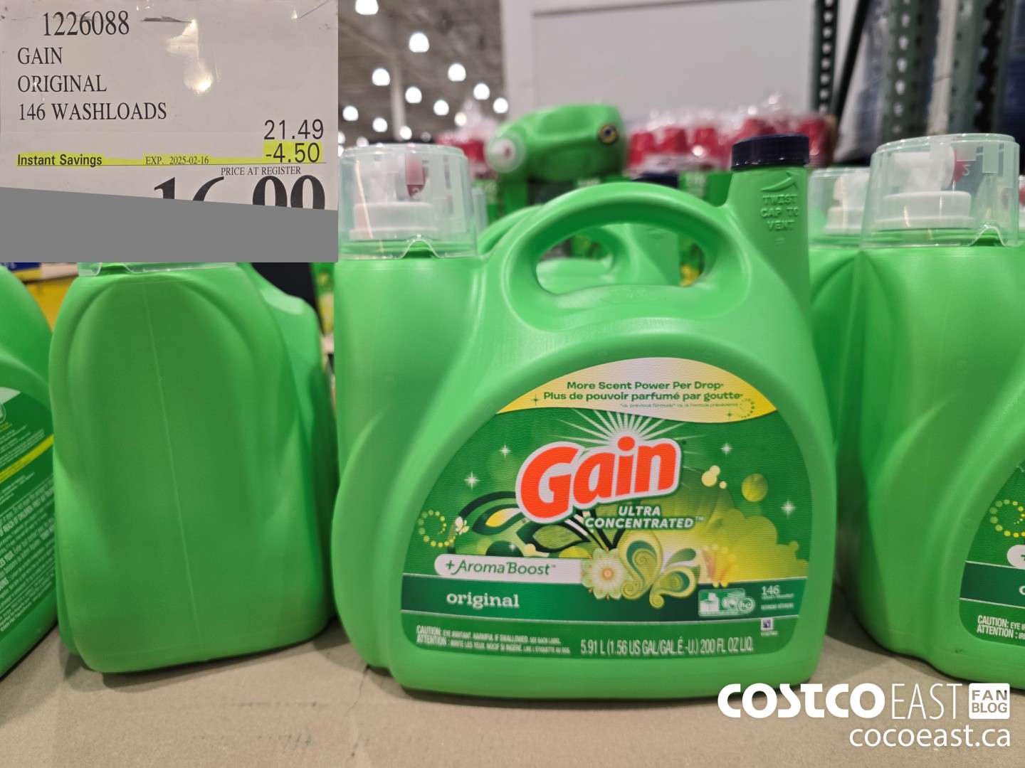 1226088 GAIN ORIGINAL 146 washloads ($4.50 INSTANT SAVINGS EXPIRES ON 2025-02-16) $16.99