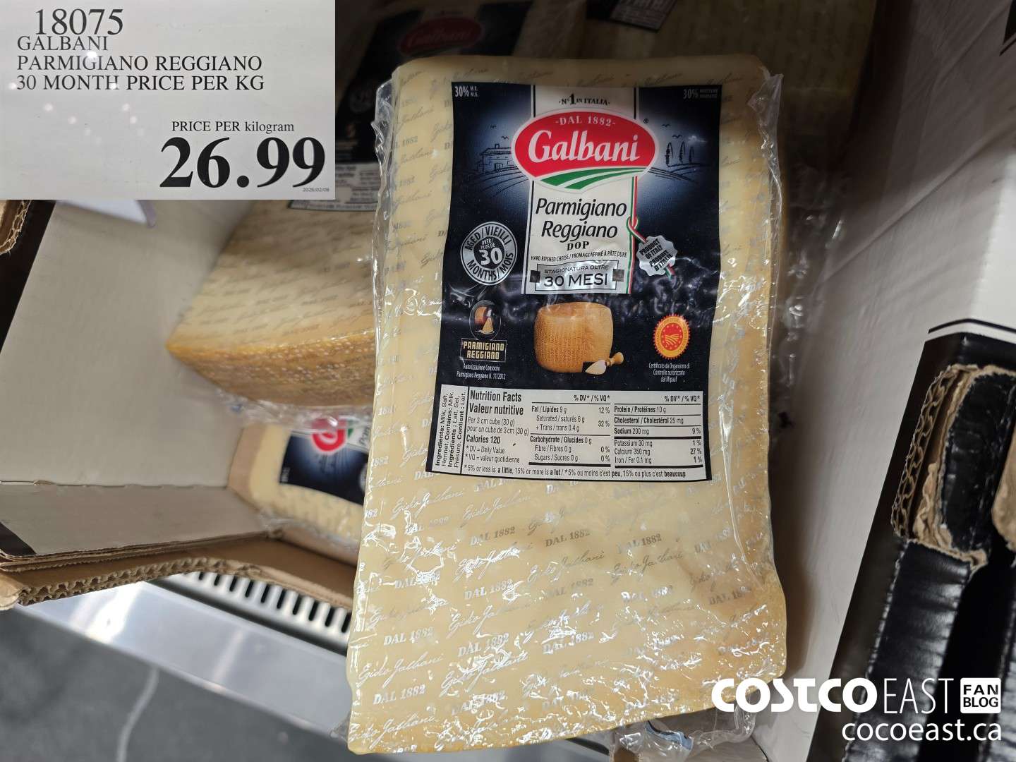 18075 GALBANI PARMIGIANO REGGIANO 30 MONTH PRICE PER KG $26.99