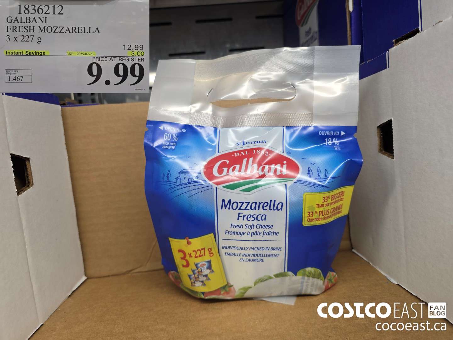 1836212 GALRANI FRESH MOZZARELLA 3 X 227 G ($3.00 INSTANT SAVINGS EXPIRES ON 2025-02-23) $9.99