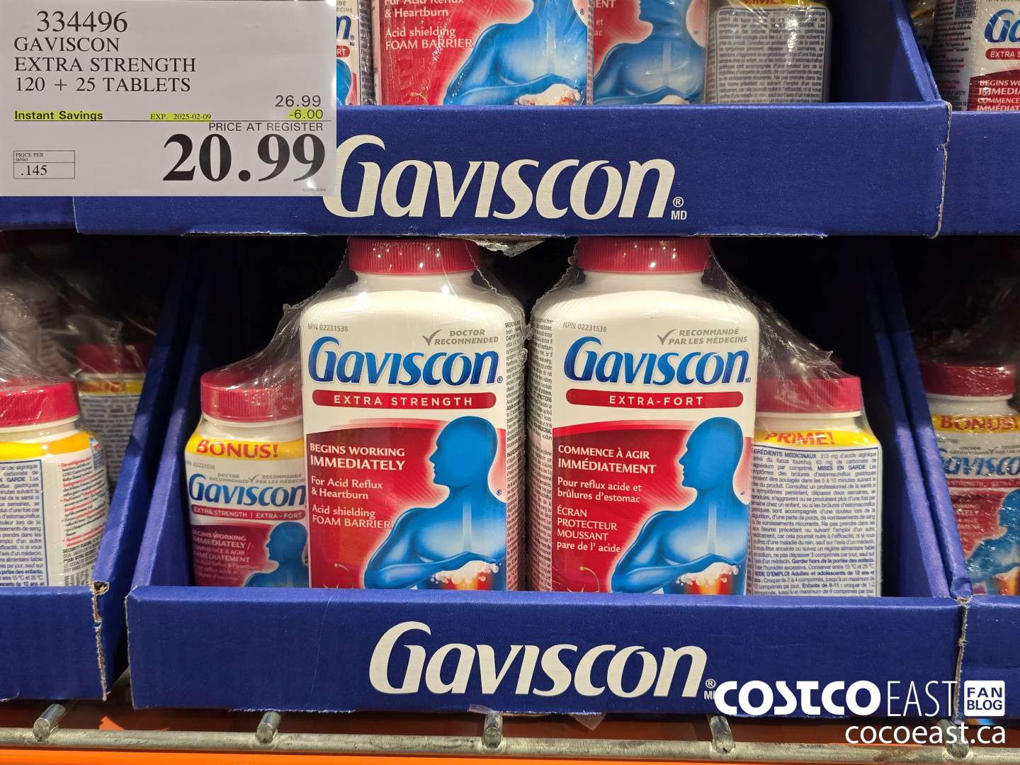 334496 GAVISCON EXTRA STRENGTH 120 + 25 TABLETS ($6.00 INSTANT SAVINGS EXPIRES ON 2025-02-09) $20.99