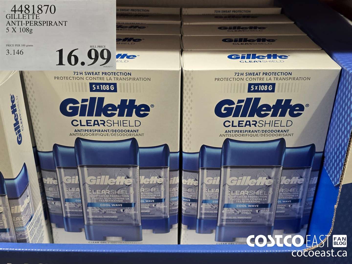 4481870 GILLETTE ANTI-PERSPIRANT 5 x 108g $16.99