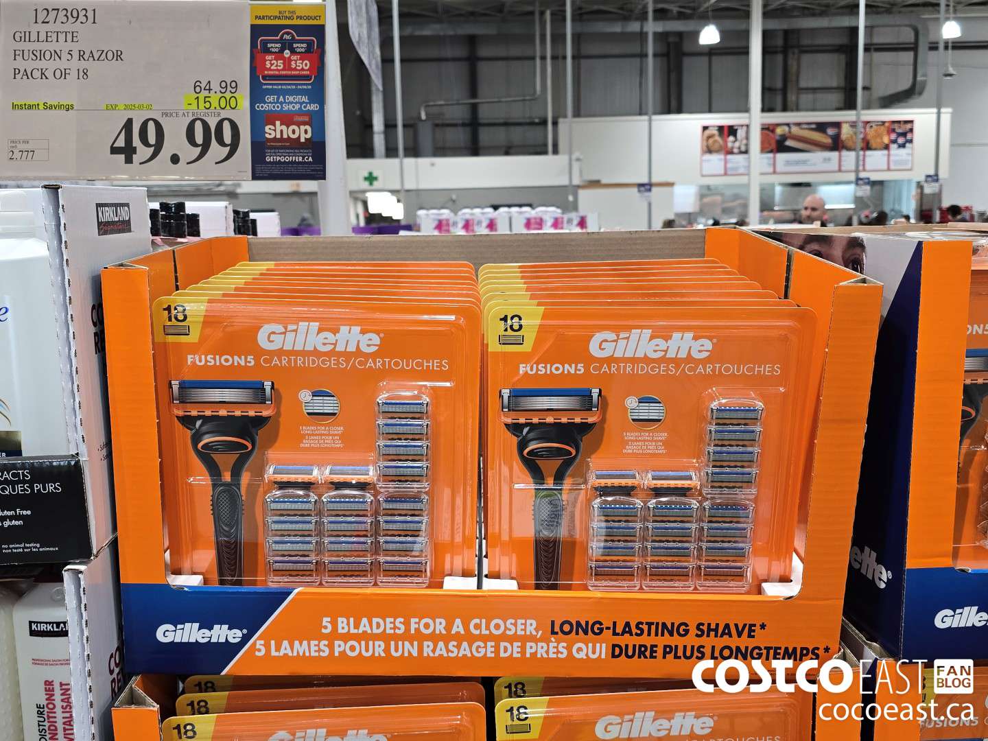 1273931 GILLETTE FUSION 5 CARTRIDGES PACK OF 18 ($15.00 INSTANT SAVINGS EXPIRES ON 2025-03-02) $49.99