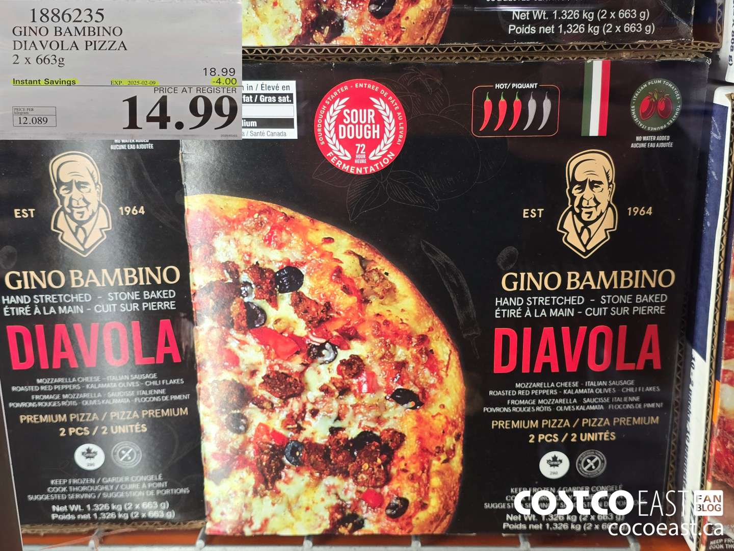1886235 GINO BAMBINO DIAVOLA PIZZA 2 x 663g ($4.00 INSTANT SAVINGS EXPIRES ON 2025-02-09) $14.99