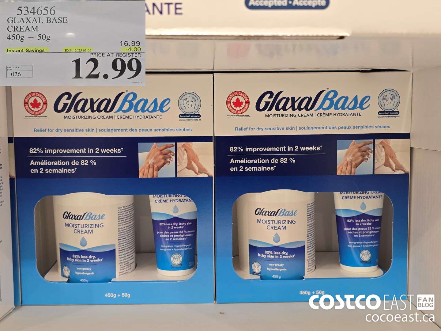 534656 GLAXAL BASE CREAM 450G + 50G ($4.00 INSTANT SAVINGS EXPIRES ON 2025-03-09) $12.99