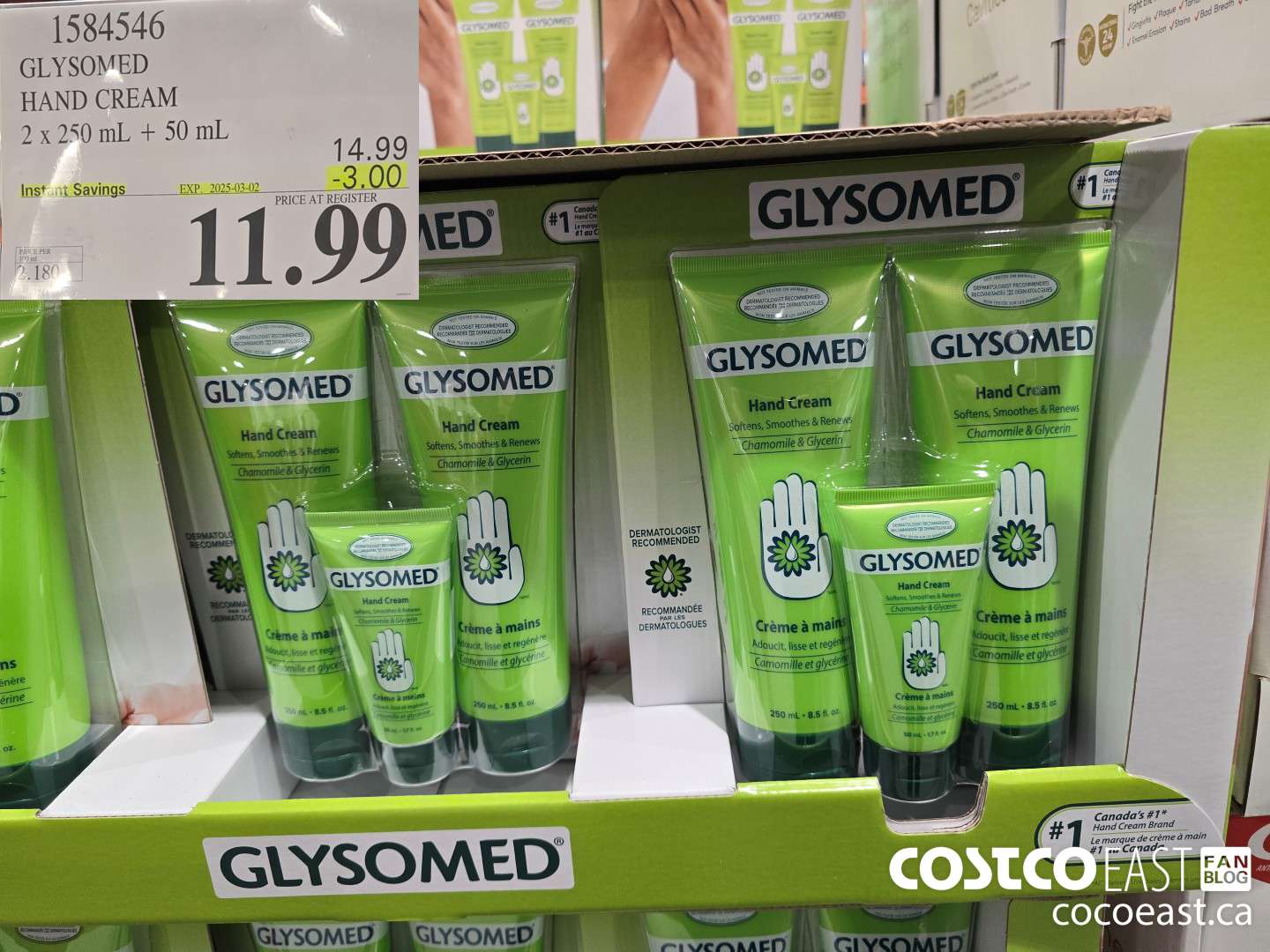 1584546 GLYSOMED HAND CREAM 2x 250 mL + 50 mL ($3.00 INSTANT SAVINGS EXPIRES ON 2025-03-02) $11.99