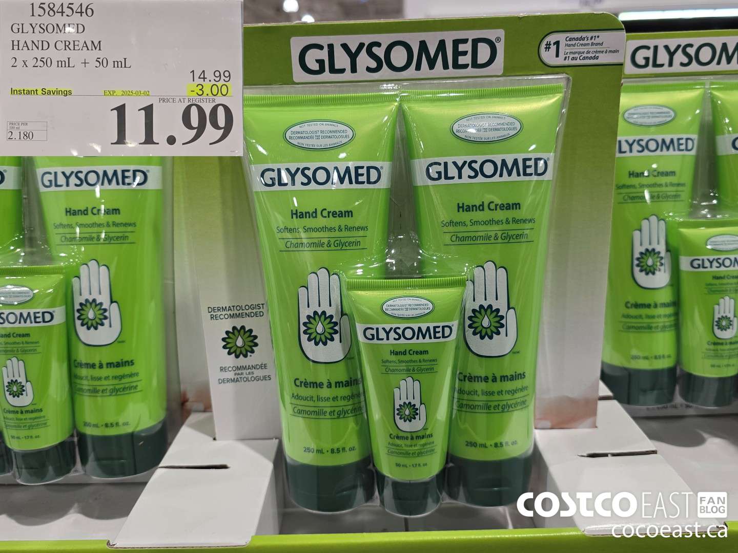 1584546 GLYSOMED HAND CREAM 2x 250 mL + 50 mL ($3.00 INSTANT SAVINGS EXPIRES ON 2025-03-02) $11.99