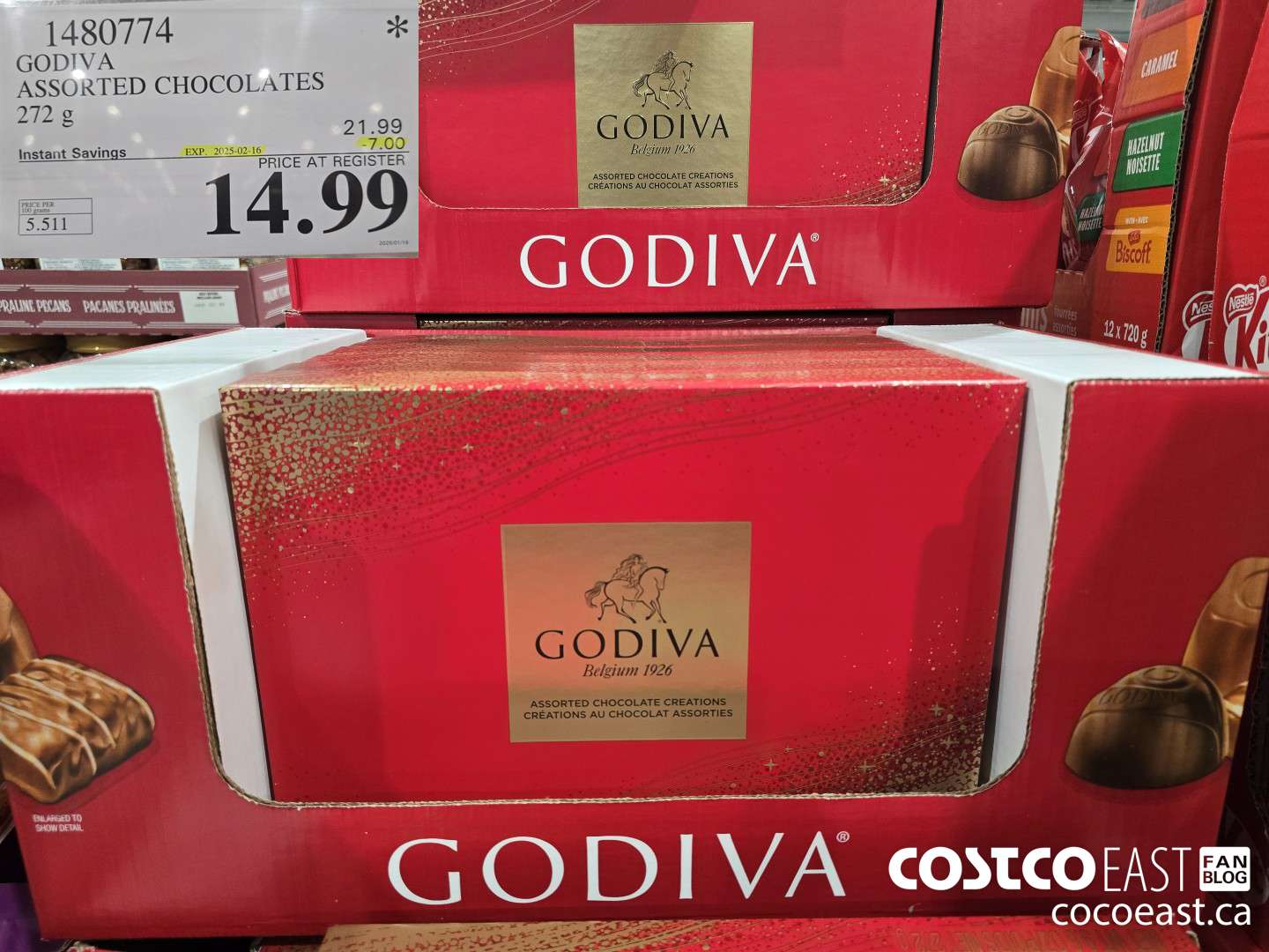 1480774 GODIVA ASSORTED CHOCOLATES 272 G ($7.00 INSTANT SAVINGS EXPIRES ON 2025-02-16) $14.99