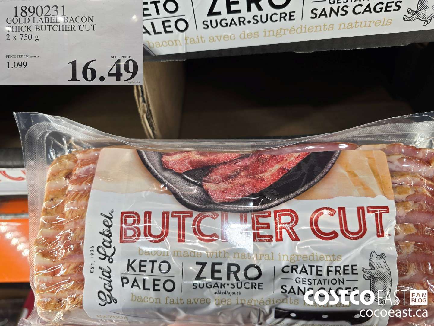 1890231 GOLD LABEL BACON THICK BUTCHER CUT 2 x 750 G $16.49