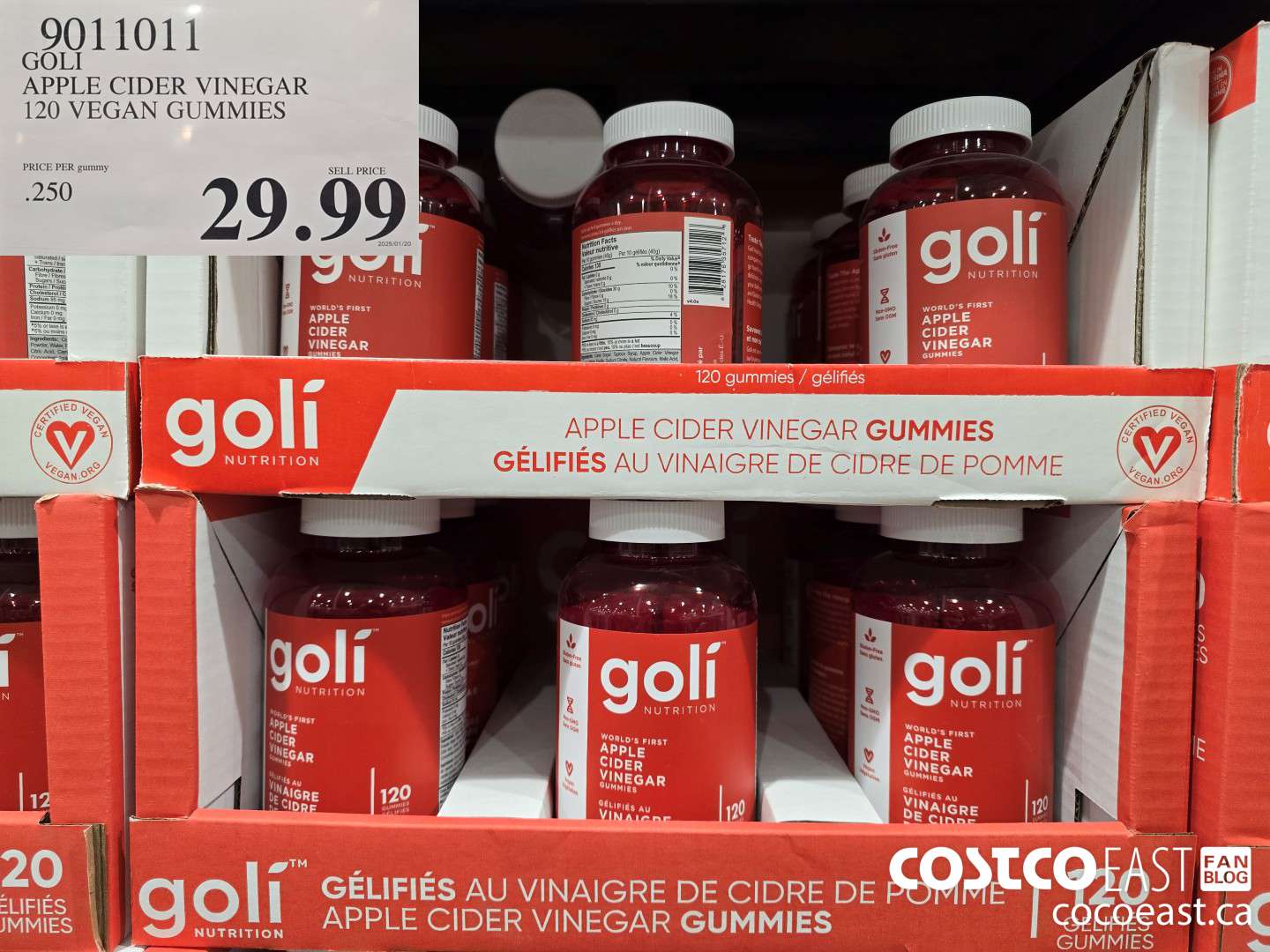 9011011 GOLI APPLE CIDER VINEGAR 120 VEGAN GUMMIES $29.99