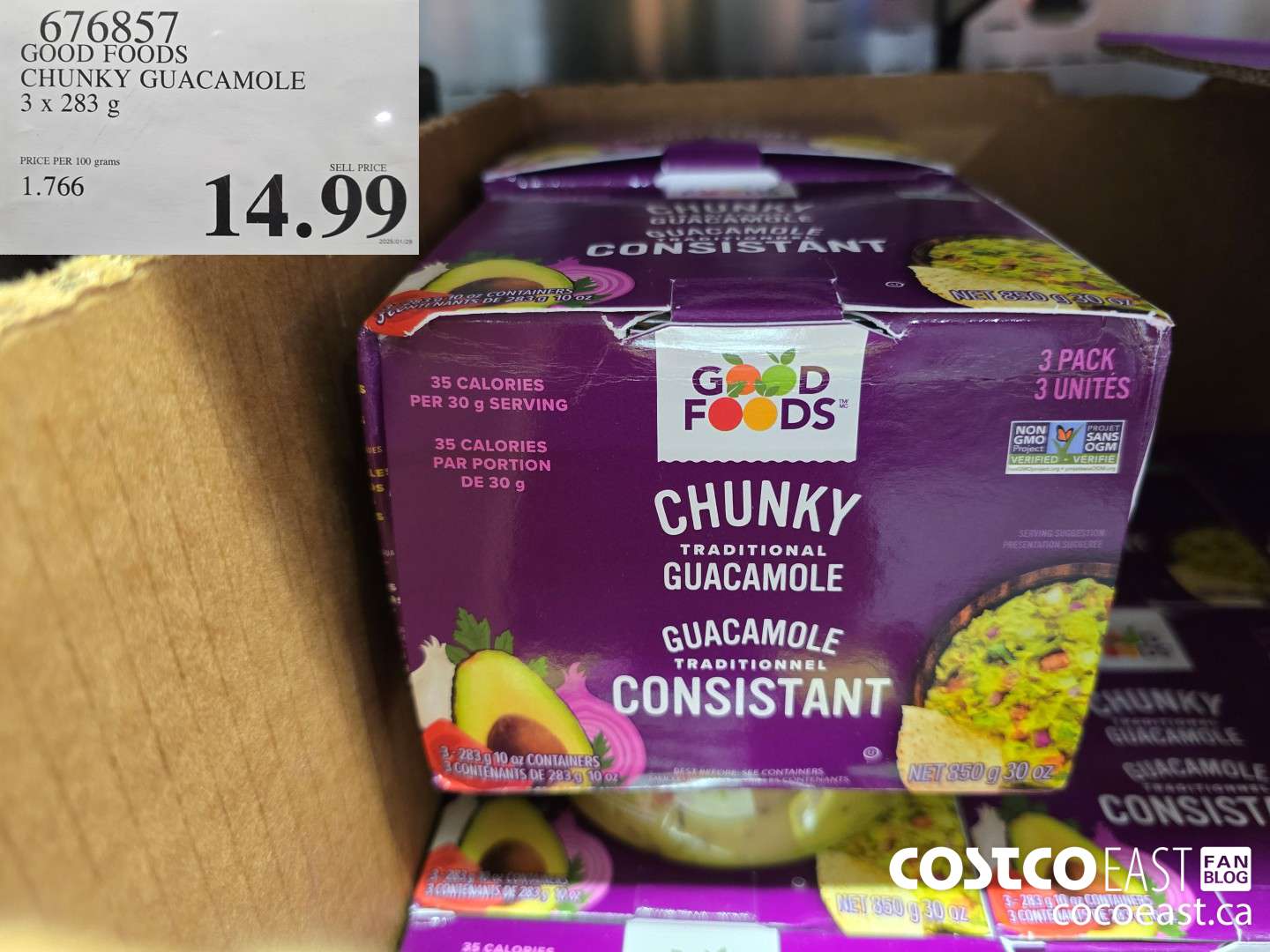676857 GOOD FOODS CHUNKY GUACAMOLE 3 X 283 G $14.99