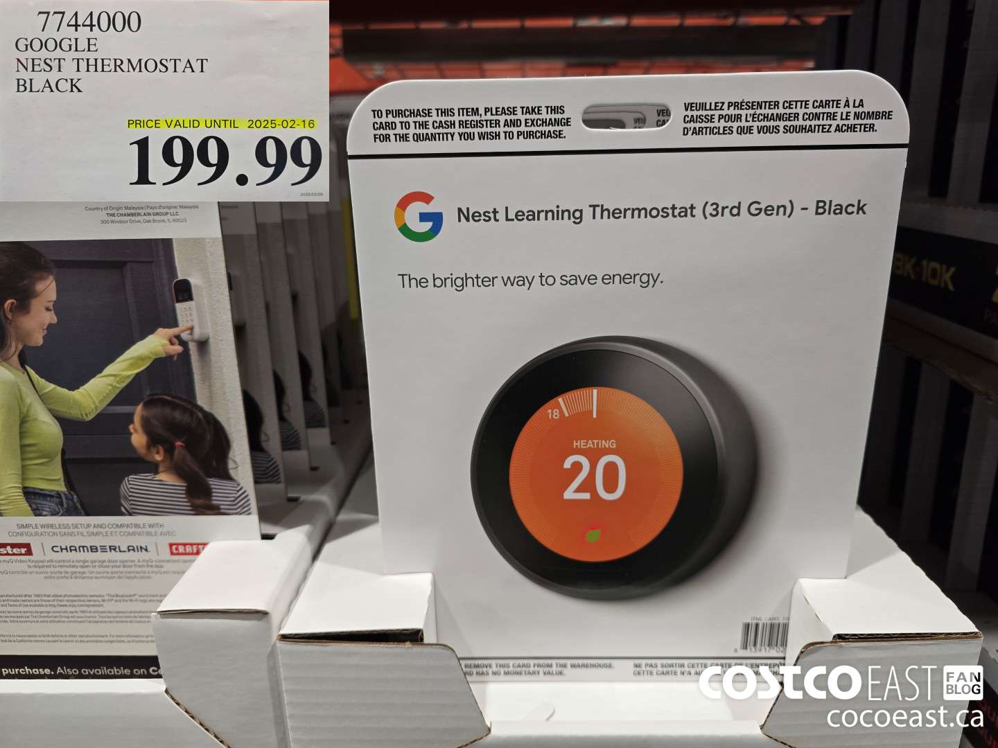7744000 GOOGLE NEST THERMOSTAT BLACK  $199.99