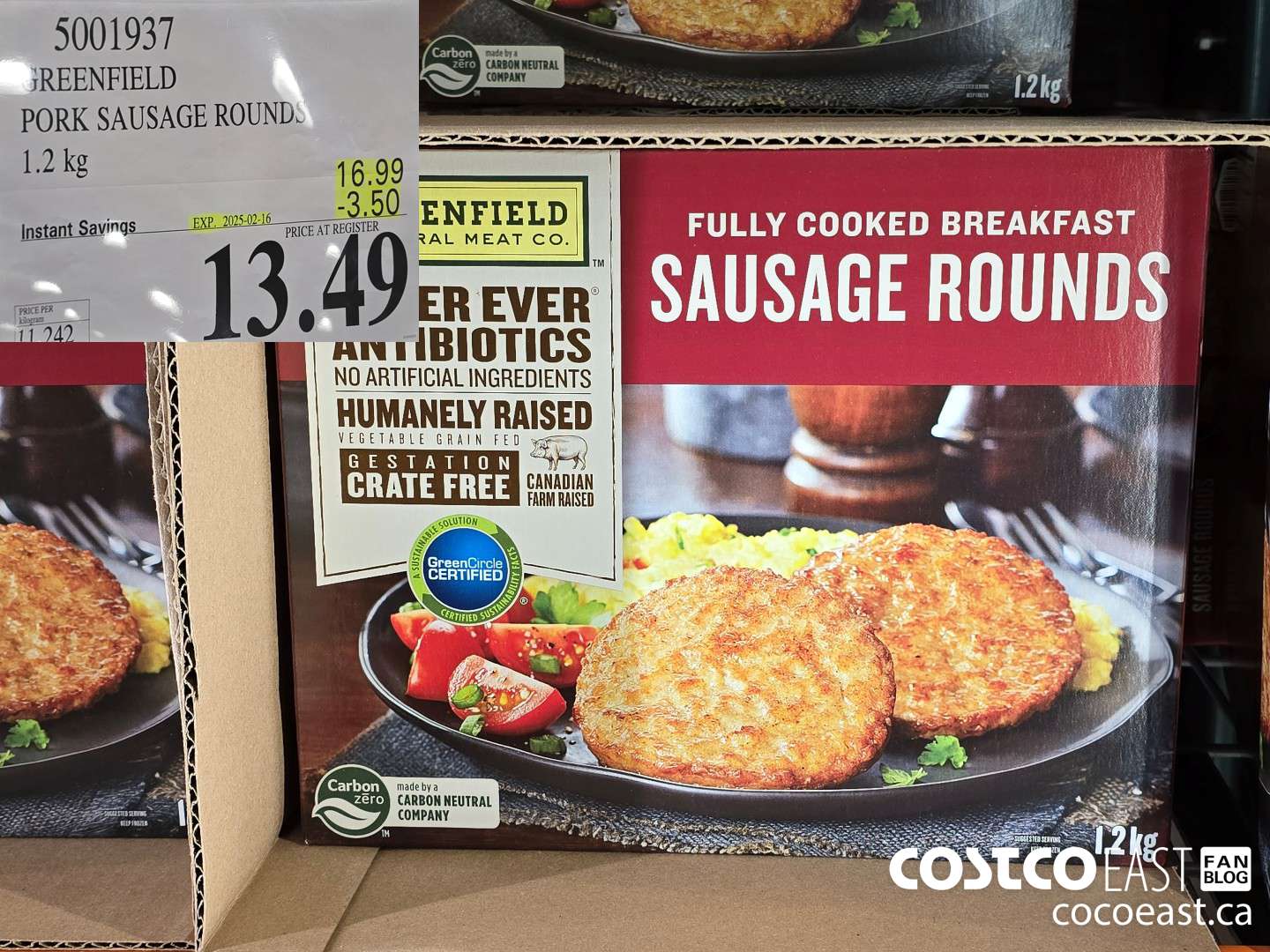 5001937 GREENFIELD PORK SAUSAGE ROUNDS 1.2 kg ($3.50 INSTANT SAVINGS EXPIRES ON 2025-02-16) $13.49