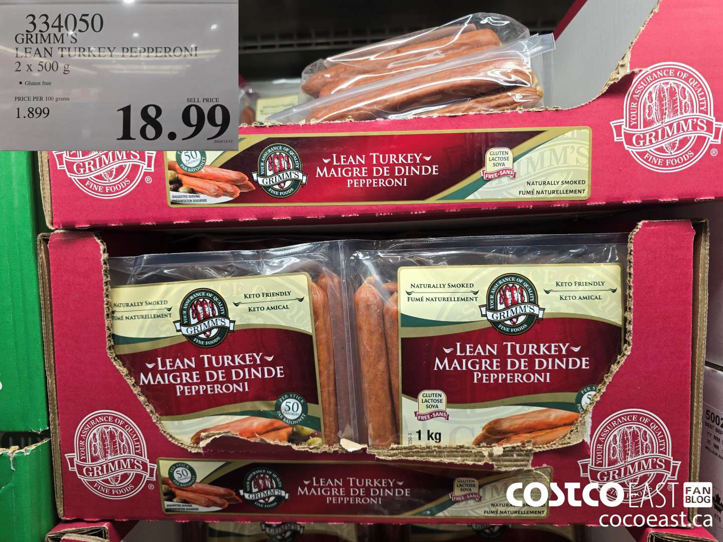 334050 GRIMM'S LEAN TURKEY PEPPERONI 2 X 500 G $18.99