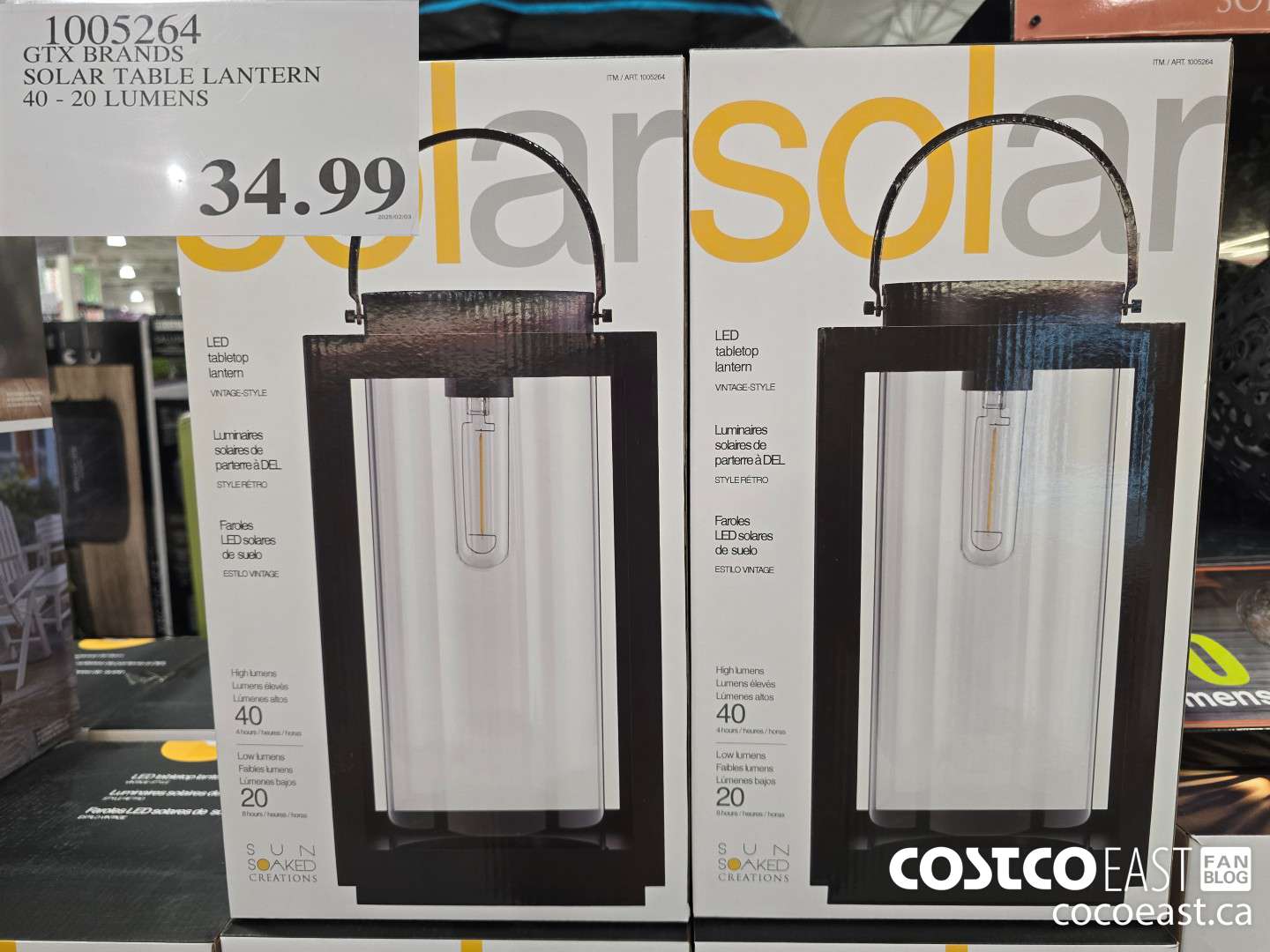 1005264 GTX BRANDS SOLAR TABLE LANTERN 40 - 20 LUMENS $34.99