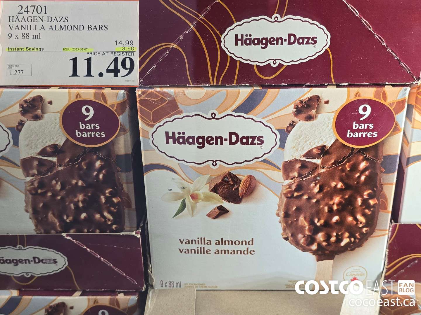 24701 HAAGAN-DAZS VANILLA ALMOND BARS 9 X 88 ML ($3.50 INSTANT SAVINGS EXPIRES ON 2025-02-07) $11.49