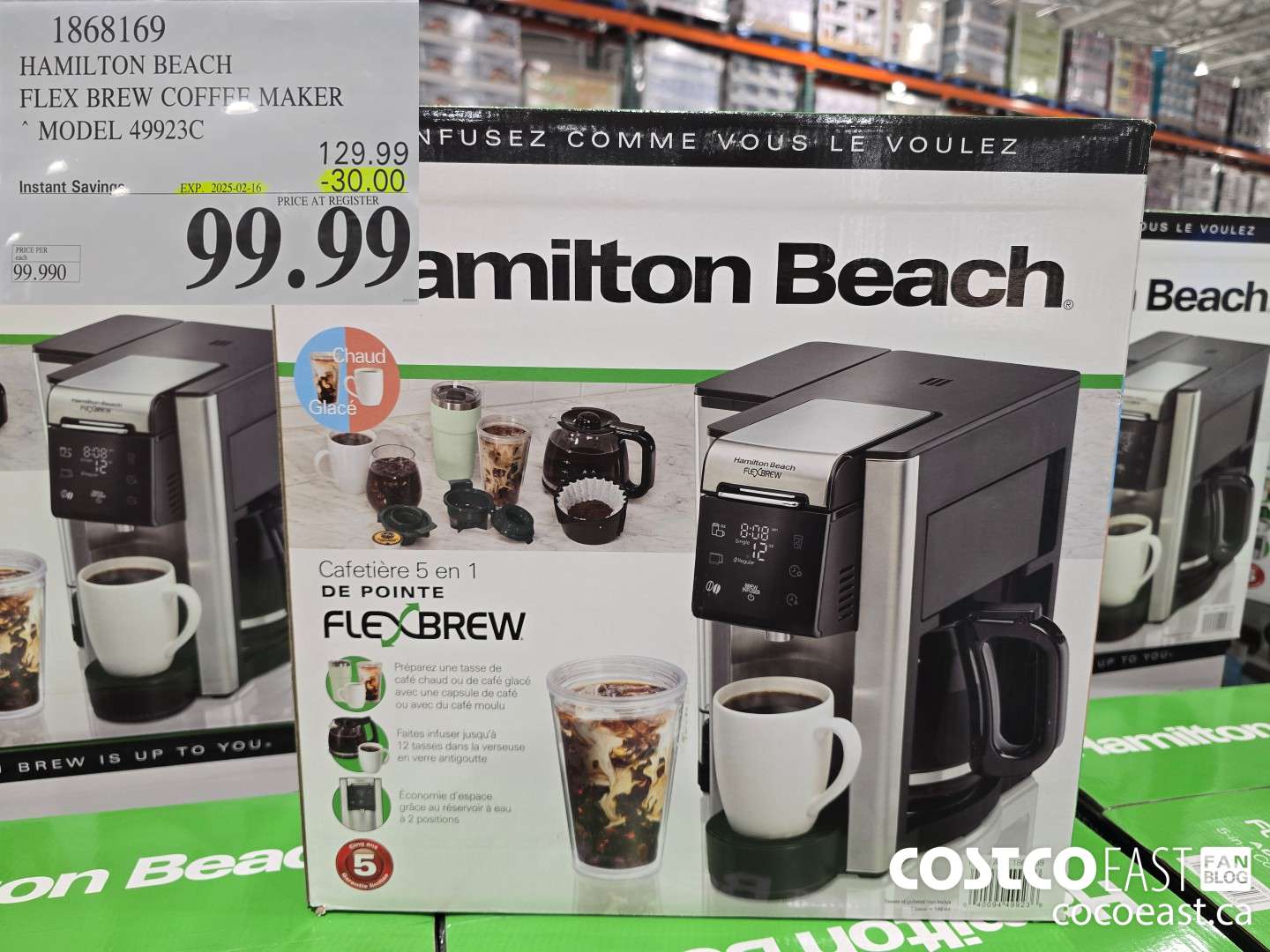1868169 HAMILTON BEACH FLEX BREW COFFEE MAKER MODEL 49923C ($30.00 INSTANT SAVINGS EXPIRES ON 2025-02-16) $99.99