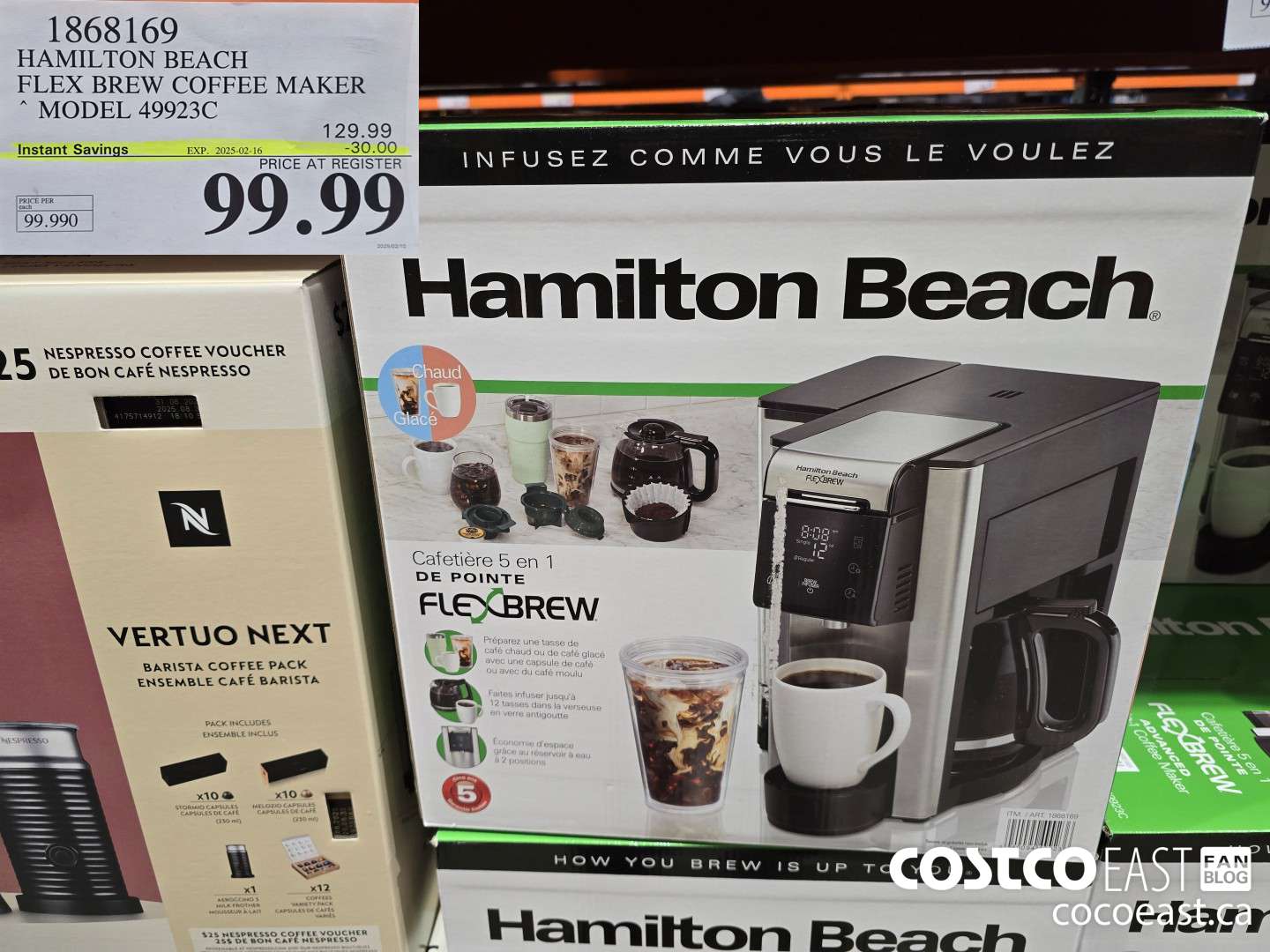 1868169 HAMILTON BEACH FLEX BREW COFFEE MAKER MODEL 49923C ($30.00 INSTANT SAVINGS EXPIRES ON 2025-02-16) $99.99