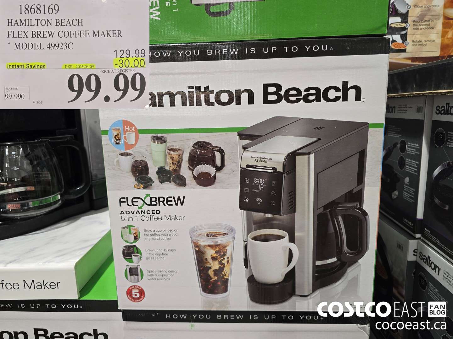 1868169 HAMILTON BEACH FLEX BREW COFFEE MAKER MODEL 49923C ($30.00 INSTANT SAVINGS EXPIRES ON 2025-03-09) $99.99