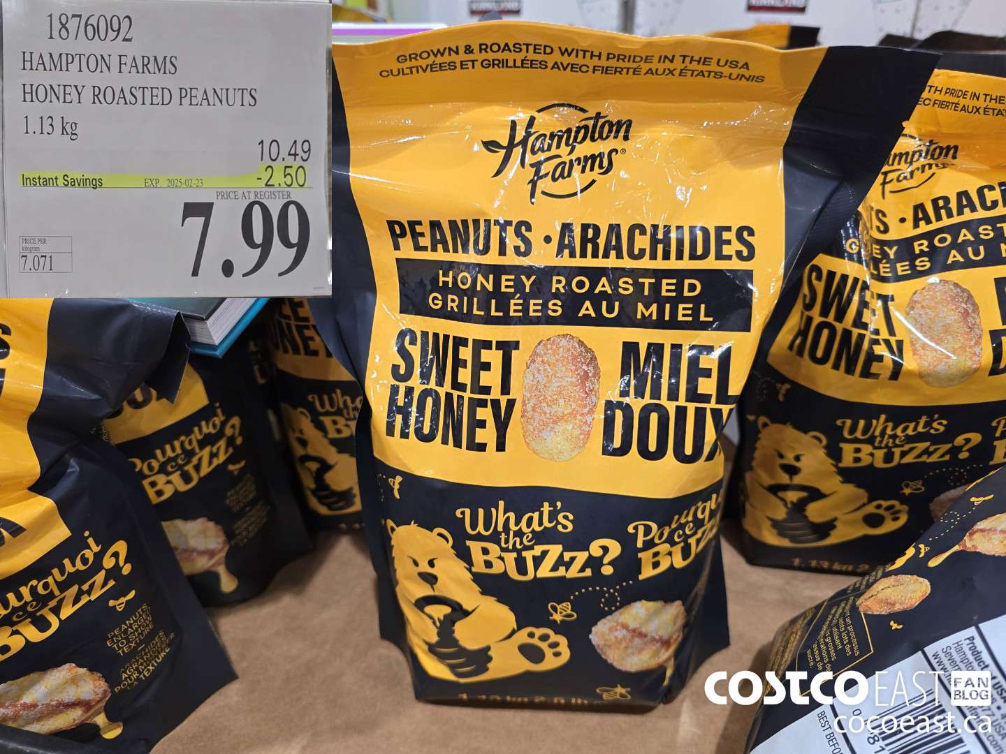 1876092 HAMPTON FARMS HONEY ROASTED PEANUTS 1.13 kg ($2.50 INSTANT SAVINGS EXPIRES ON 2025-02-23) $7.99