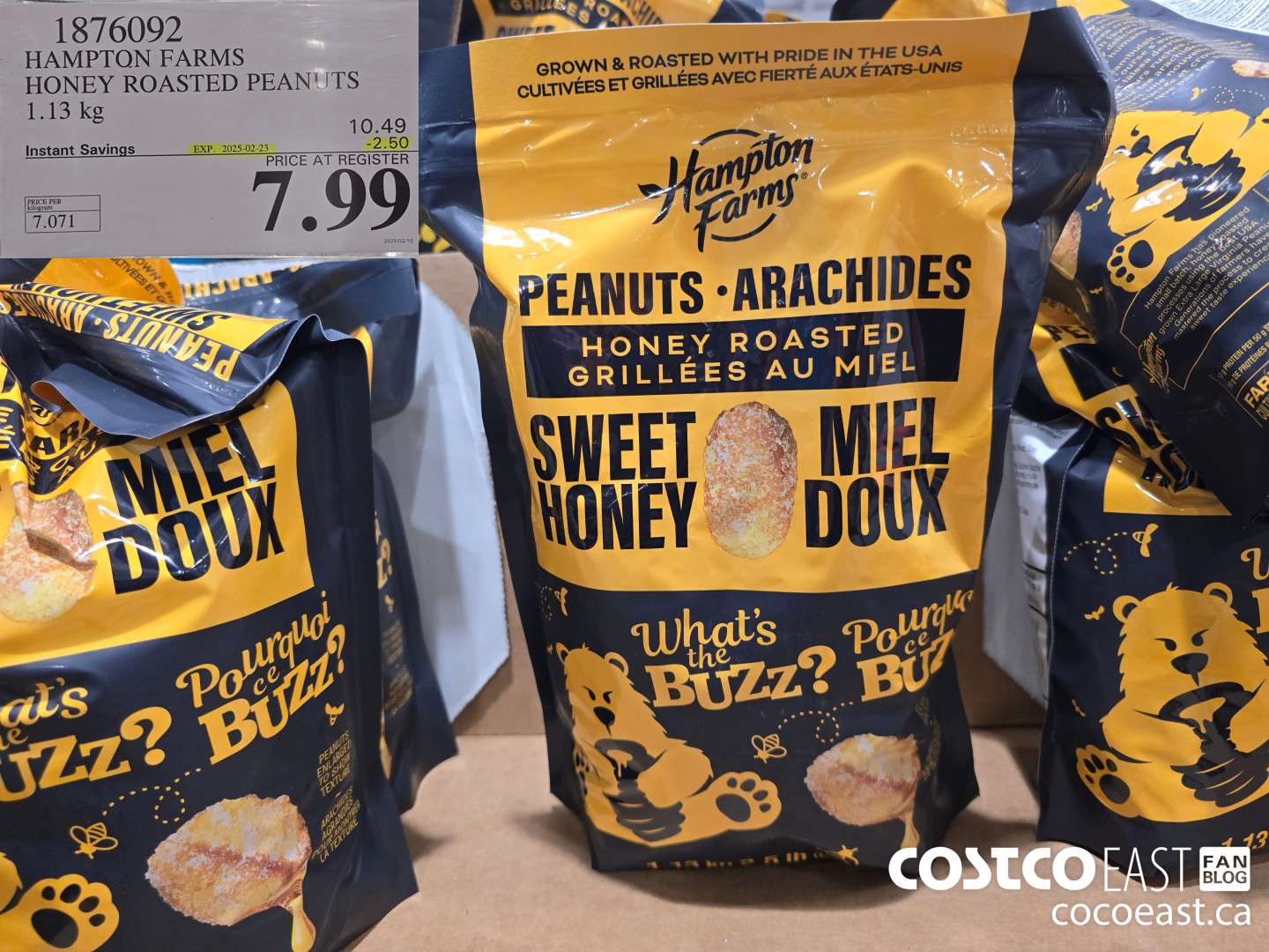 1876092 HAMPTON FARMS HONEY ROASTED PEANUTS 1.13 kg ($2.50 INSTANT SAVINGS EXPIRES ON 2025-02-23) $7.99