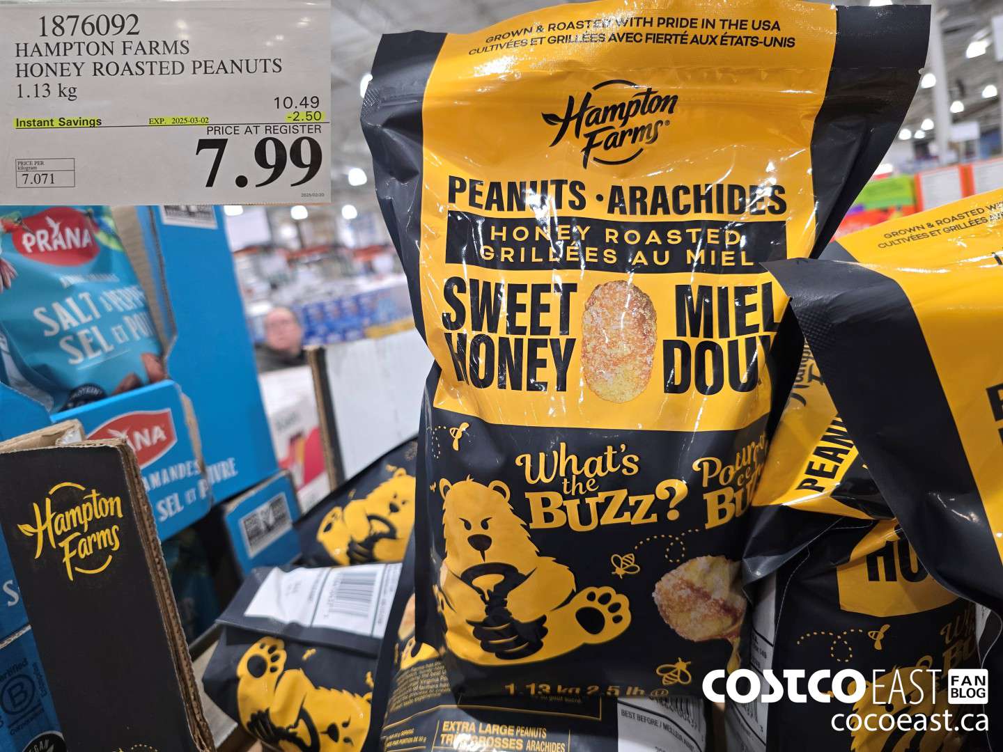 1876092 HAMPTON FARMS HONEY ROASTED PEANUTS 1.13 kg ($2.50 INSTANT SAVINGS EXPIRES ON 2025-03-02) $7.99