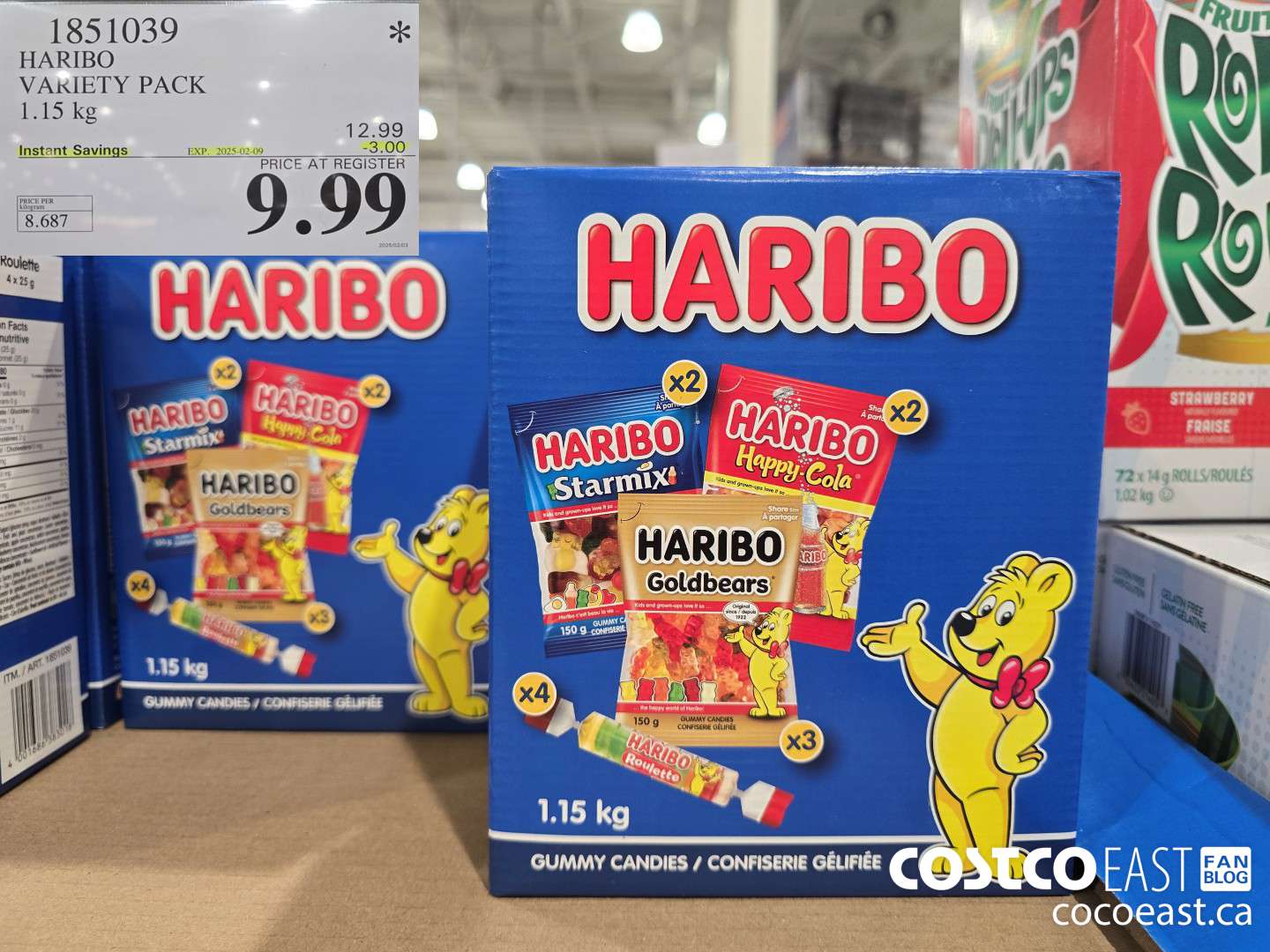 1851039 HARIBO VARIETY PACK 1.15 kg ($3.00 INSTANT SAVINGS EXPIRES ON 2025-02-09) $9.99