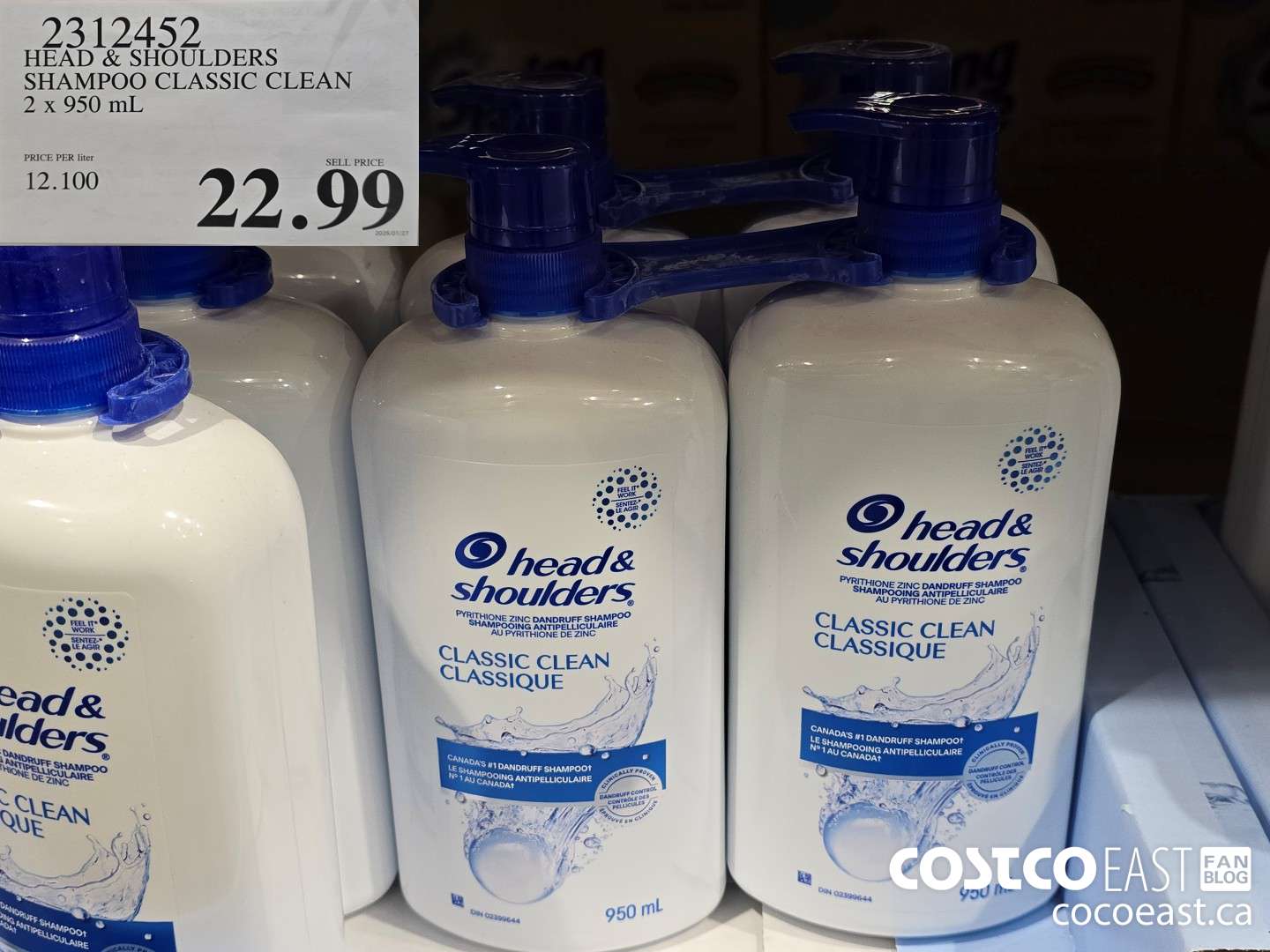 2312452 HEAD & SHOULDERS SHAMPOO CLASSIC CLEAN 2 X 950 ML $22.99