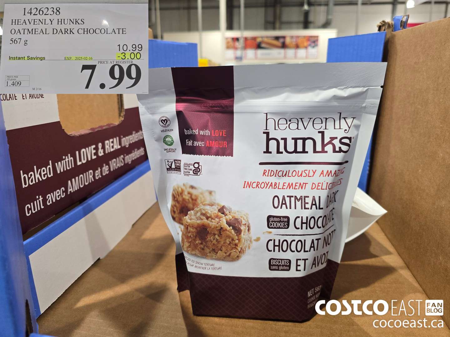 1426238 HEAVENLY HUNKS OATMEAL DARK CHOCOLATE 567 g ($3.00 INSTANT SAVINGS EXPIRES ON 2025-02-16) $7.99