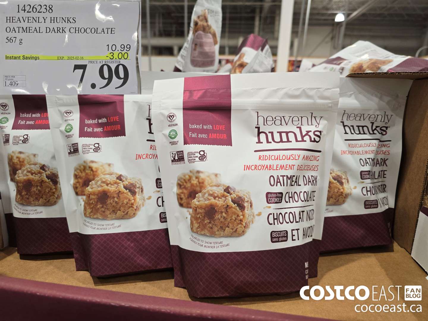 1426238 HEAVENLY HUNKS OATMEAL DARK CHOCOLATE 567 g ($3.00 INSTANT SAVINGS EXPIRES ON 2025-02-16) $7.99