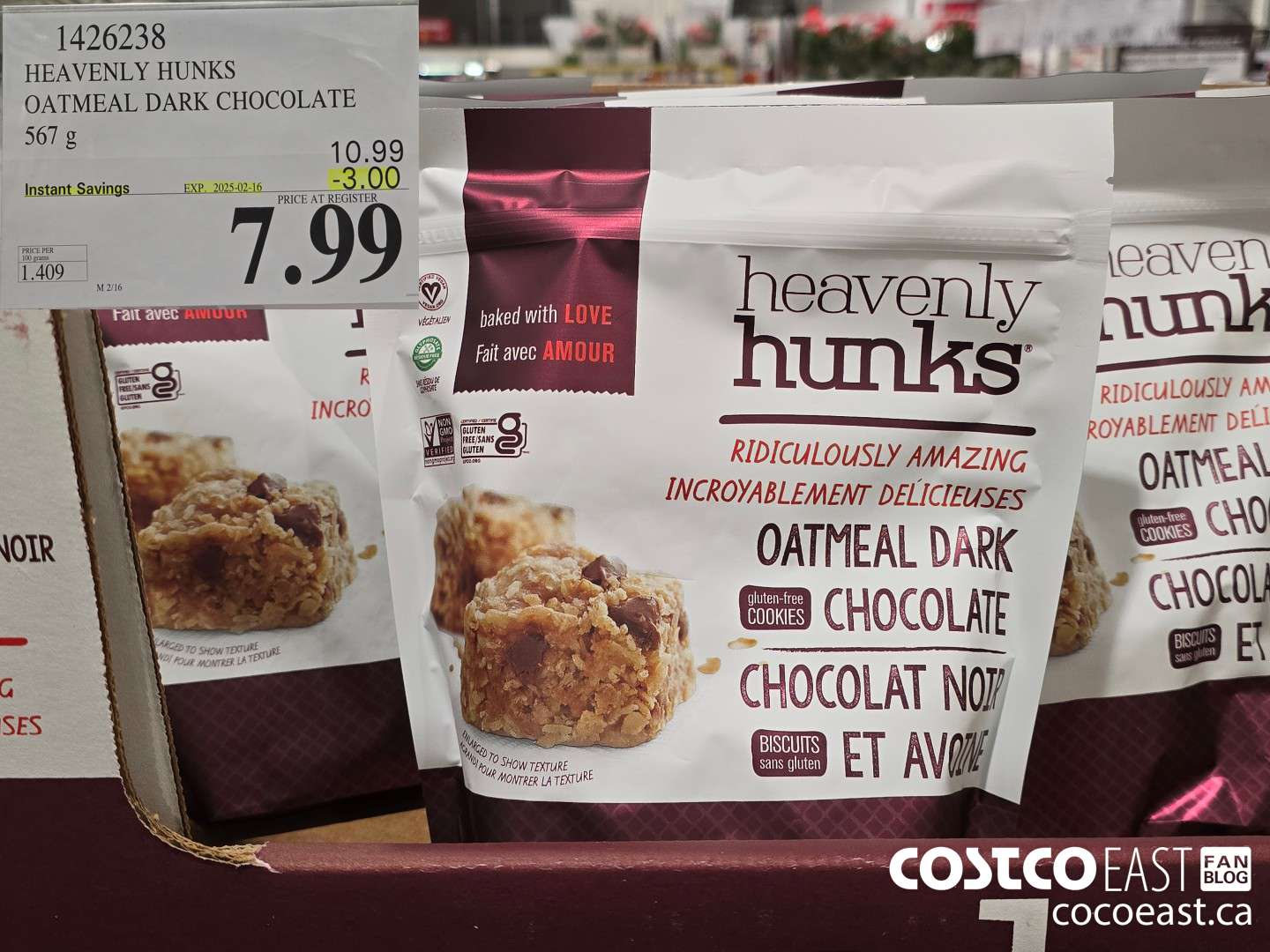 1426238 HEAVENLY HUNKS OATMEAL DARK CHOCOLATE 567 g ($3.00 INSTANT SAVINGS EXPIRES ON 2025-02-16) $7.99
