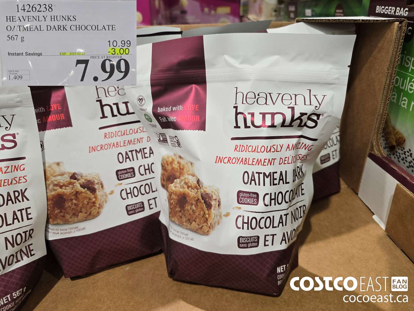 1426238 HEAVENLY HUNKS OATMEAL DARK CHOCOLATE 567 g ($3.00 INSTANT SAVINGS EXPIRES ON 2025-02-23) $7.99